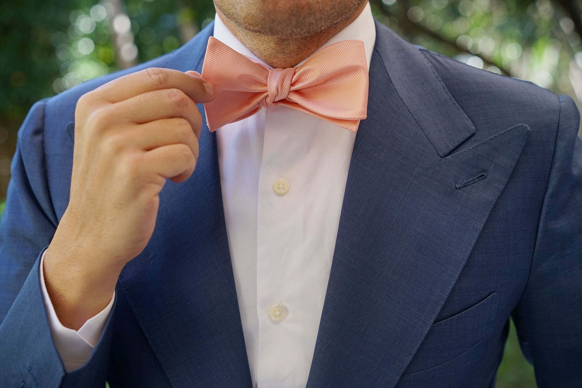 Salmon Frosty Pink Twill Self Bow Tie