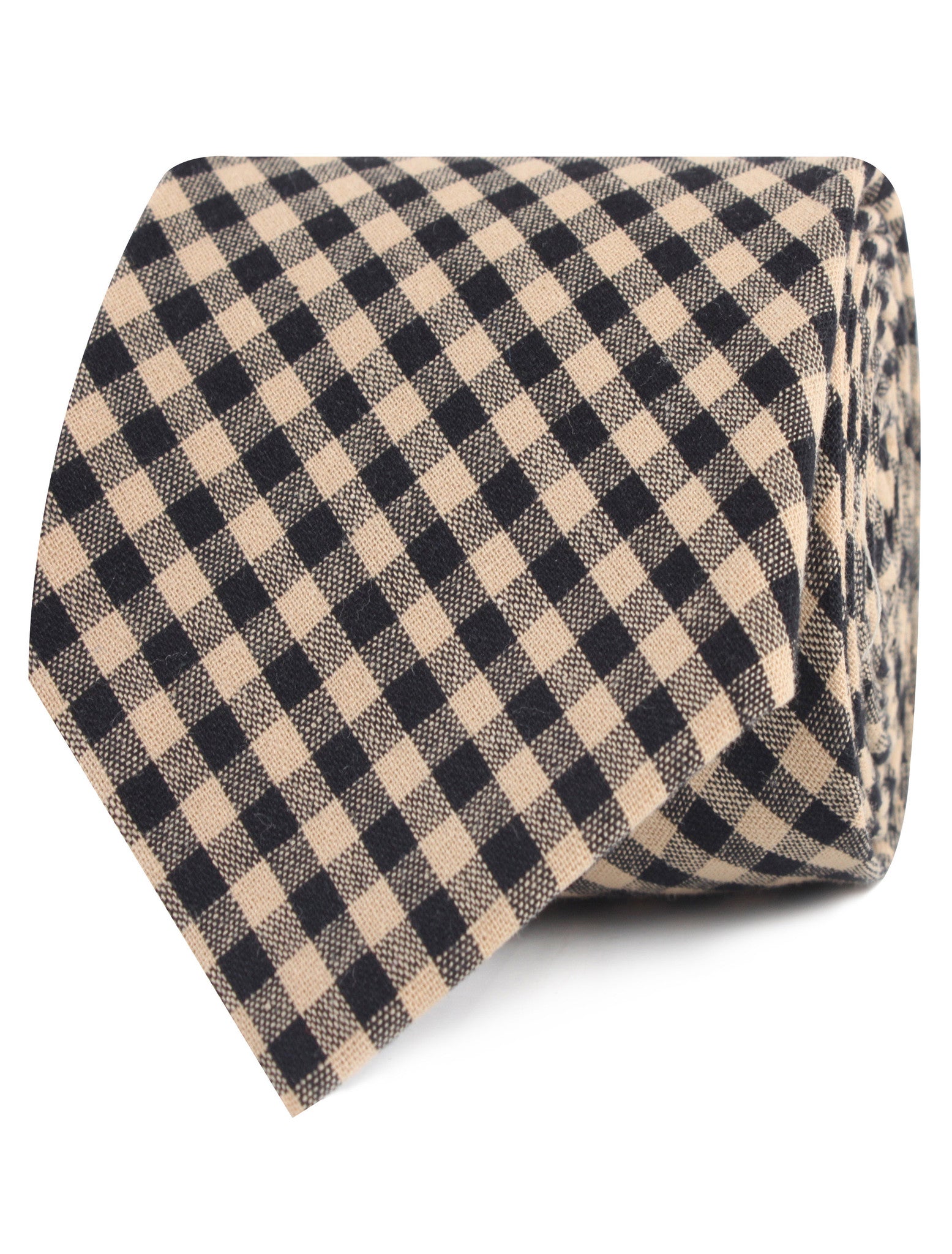 Khaki Black Gingham Blend Tie