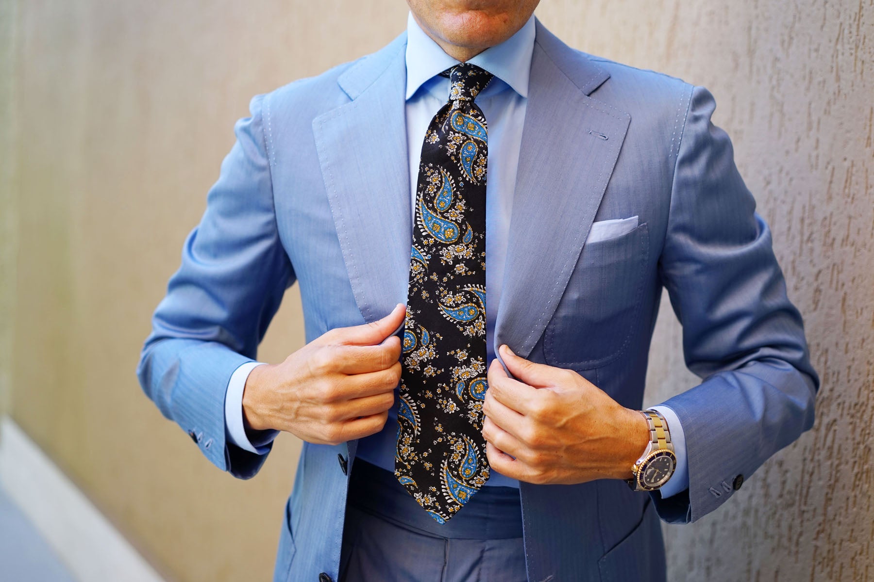 Venetian Lagoon Blue Paisley Tie