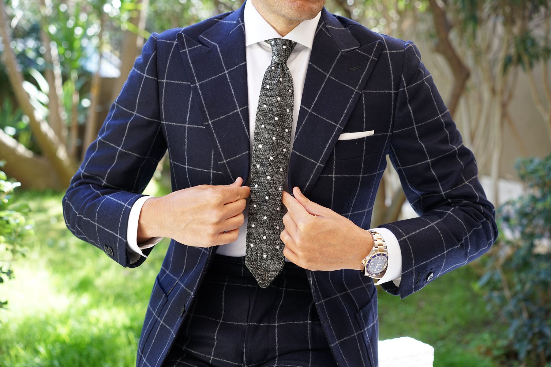 The Raven Polka Dot Knitted Tie