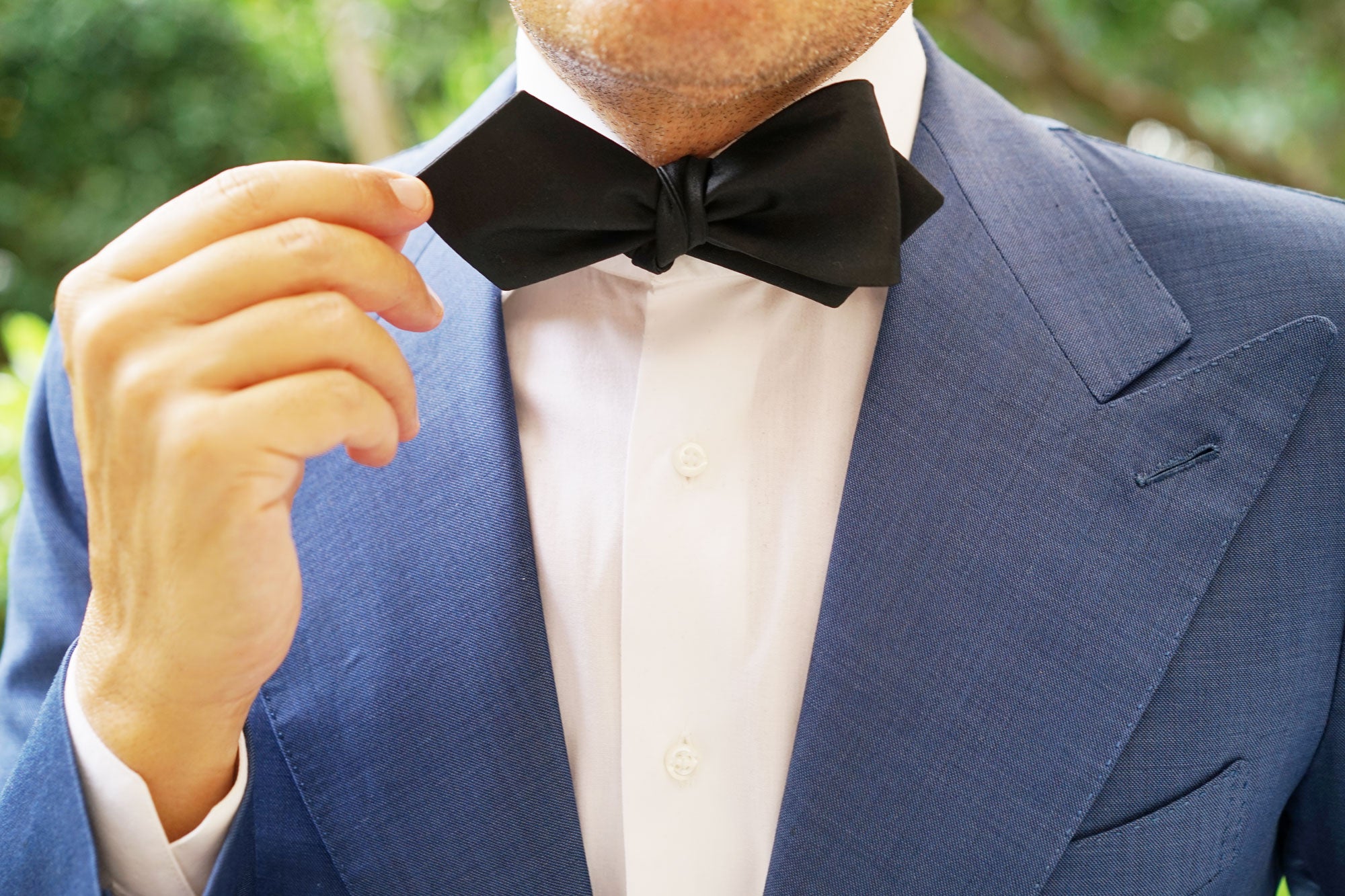 Bond Black Self Tie Diamond Tip Bow Tie