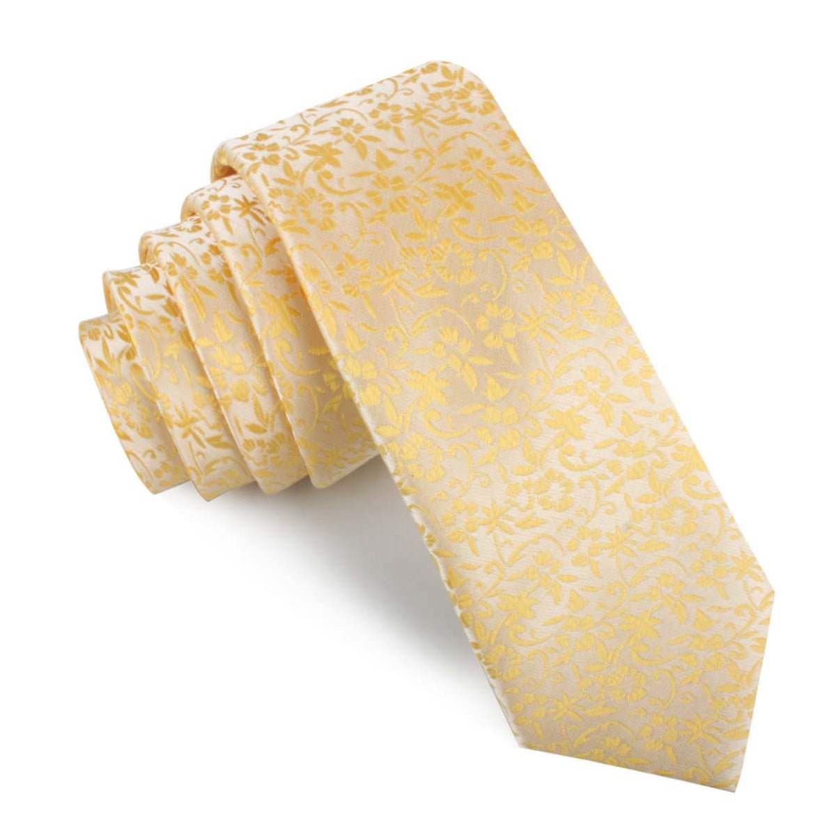 Canary Yellow Floral Fields Skinny Tie