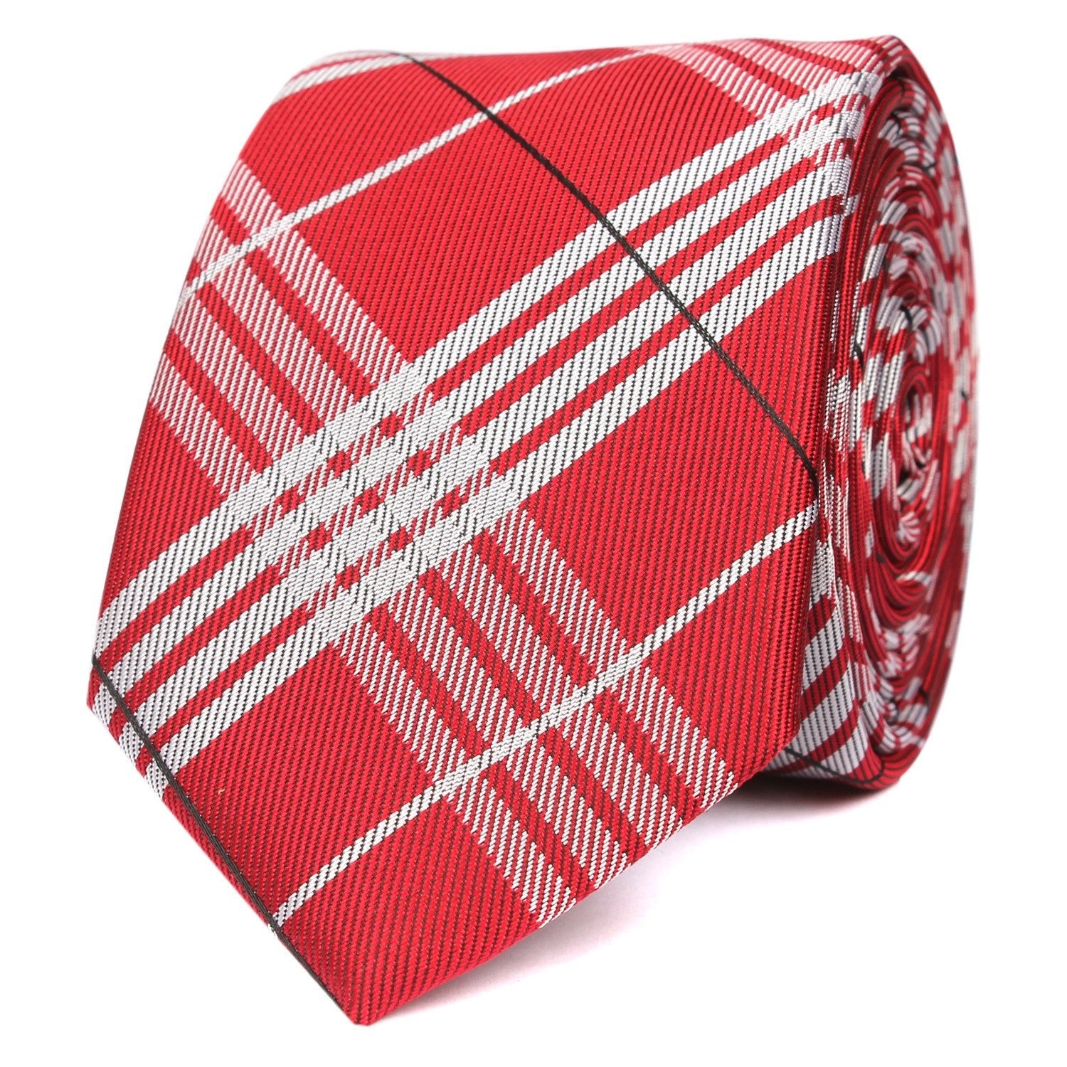 Scarlet Maroon with White Stripes Skinny Tie