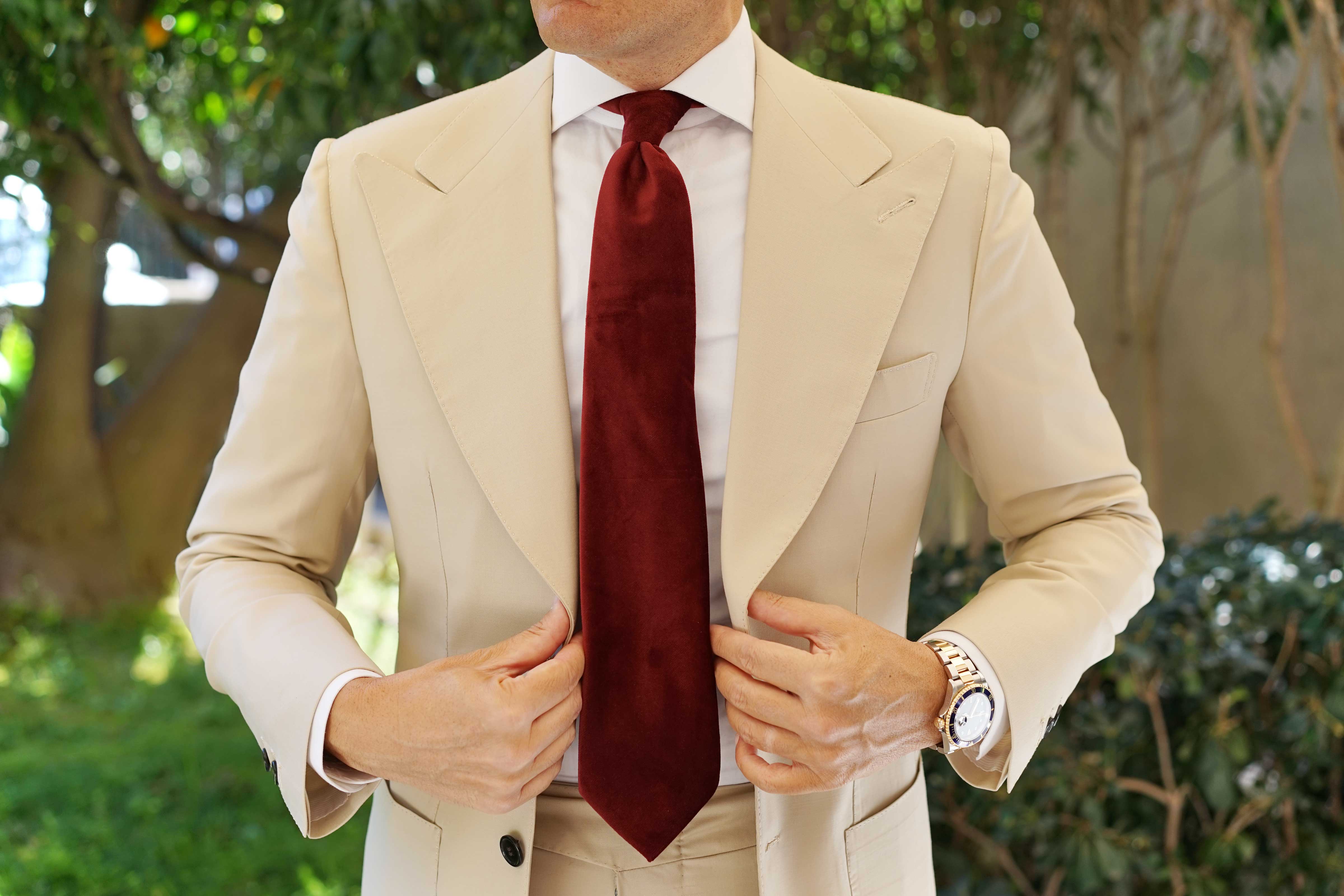 Bond Burgundy Velvet Necktie