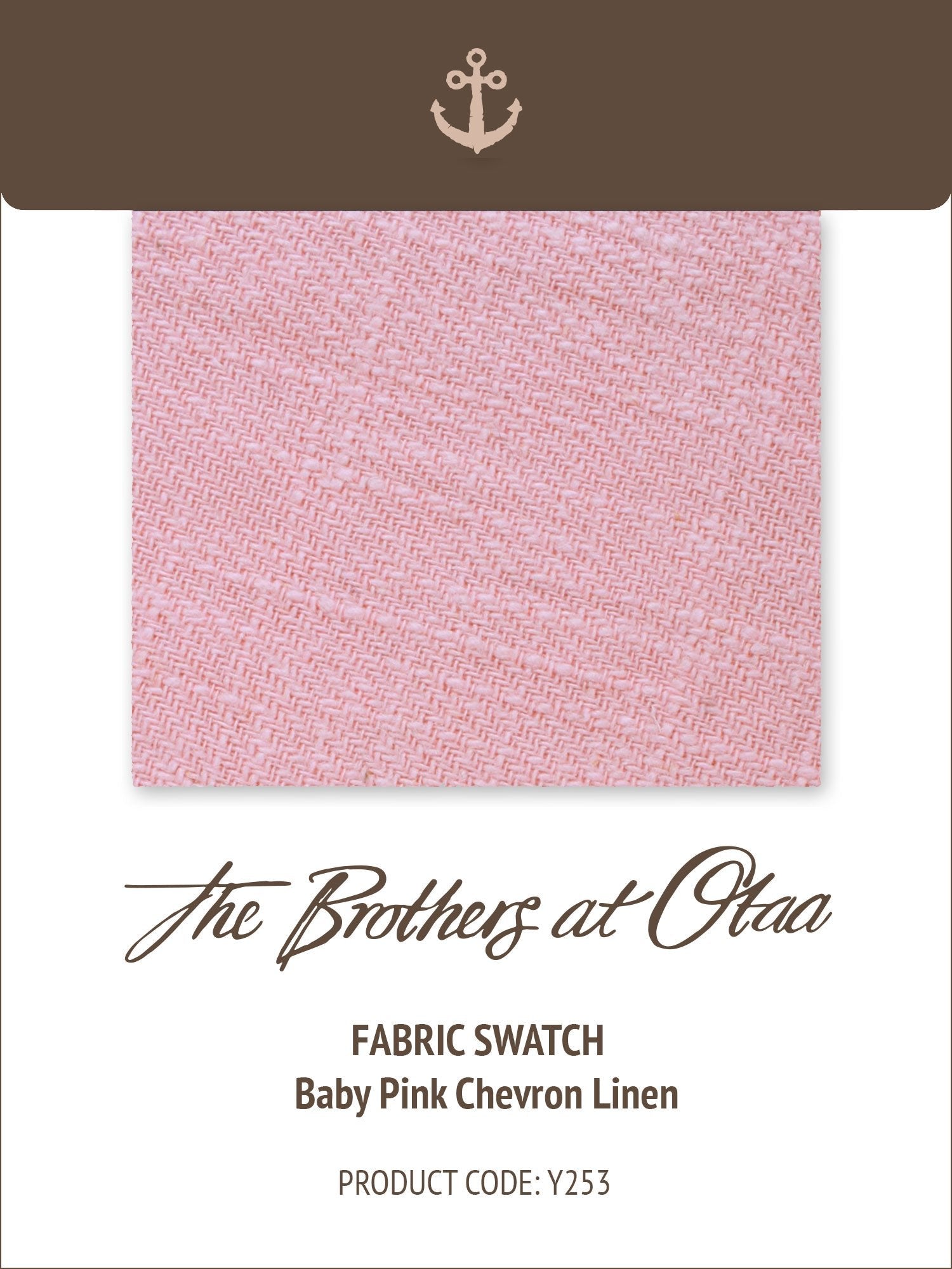 Fabric Swatch (Y253) - Baby Pink Chevron Linen