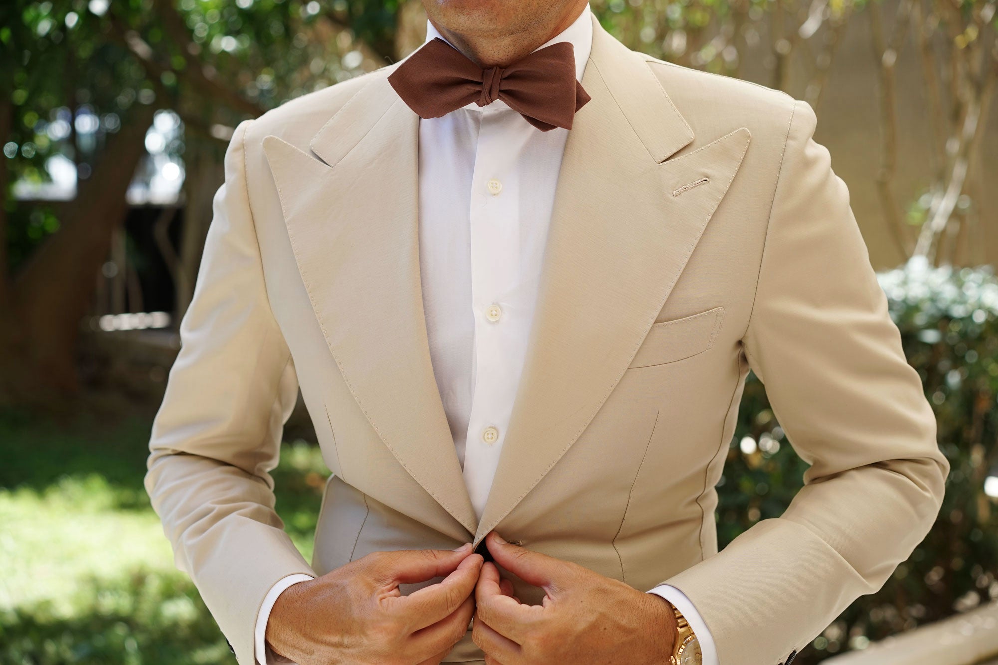 Brown Cotton Self Tie Diamond Bow Tie