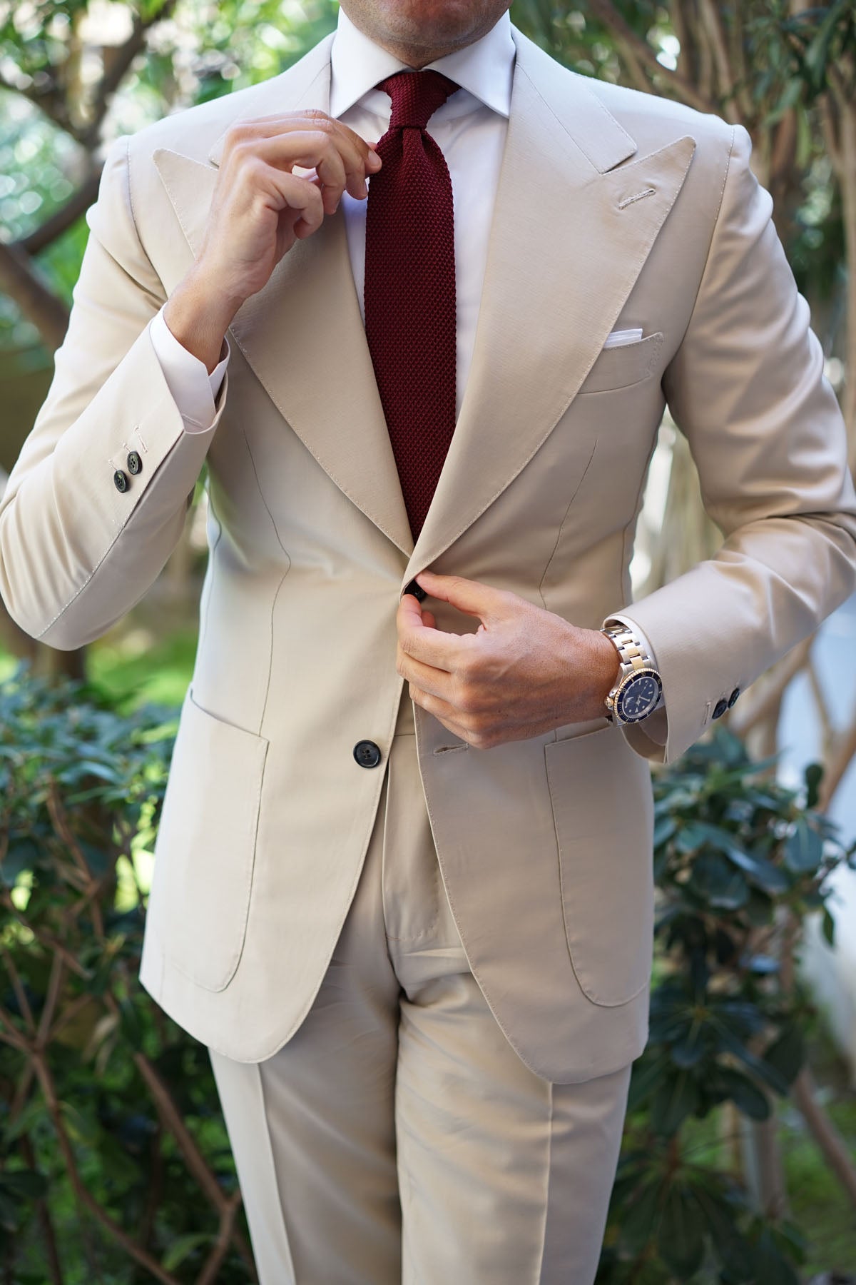 Gogo Burgundy Maroon Knitted Tie