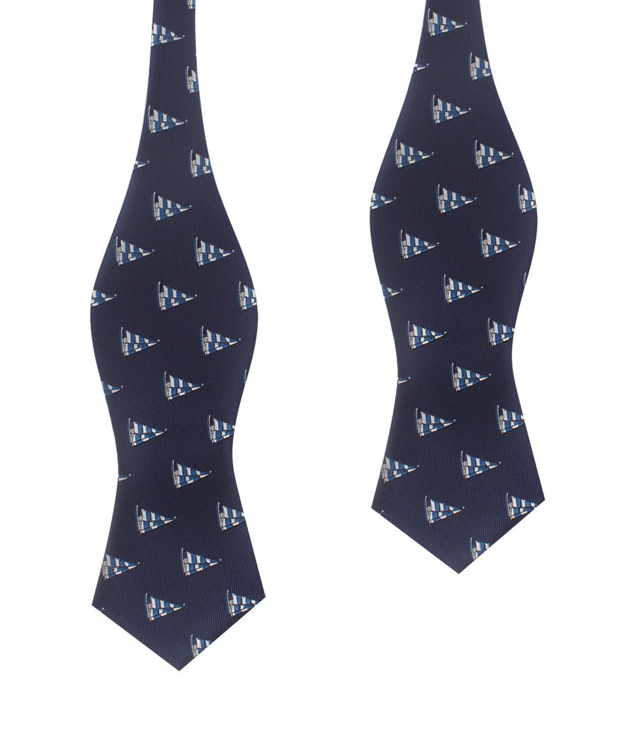 Navy Blue Sailor Boat Self Tie Diamond Tip Bow Tie