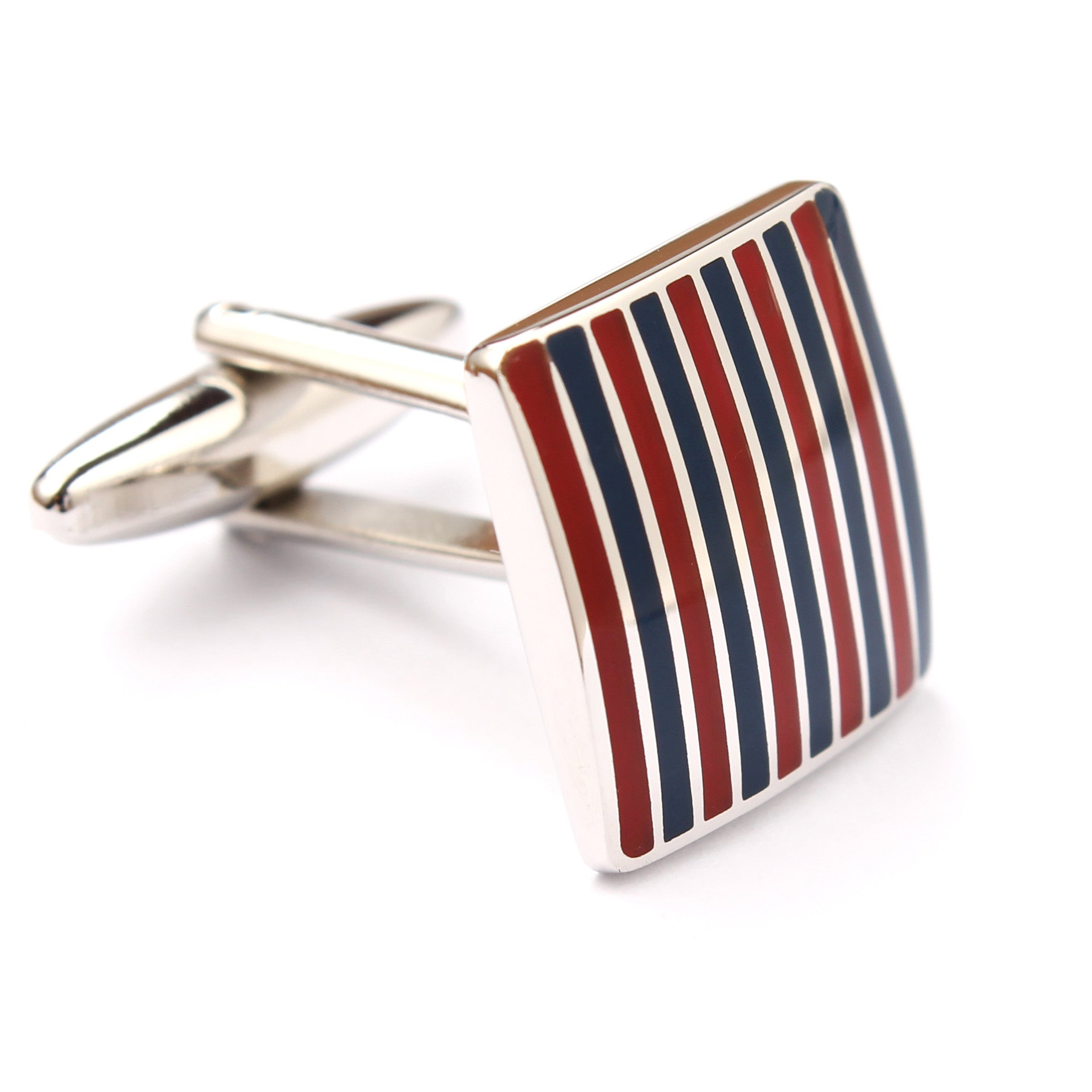 Navy Blue and Maroon Pinstripe Cufflinks