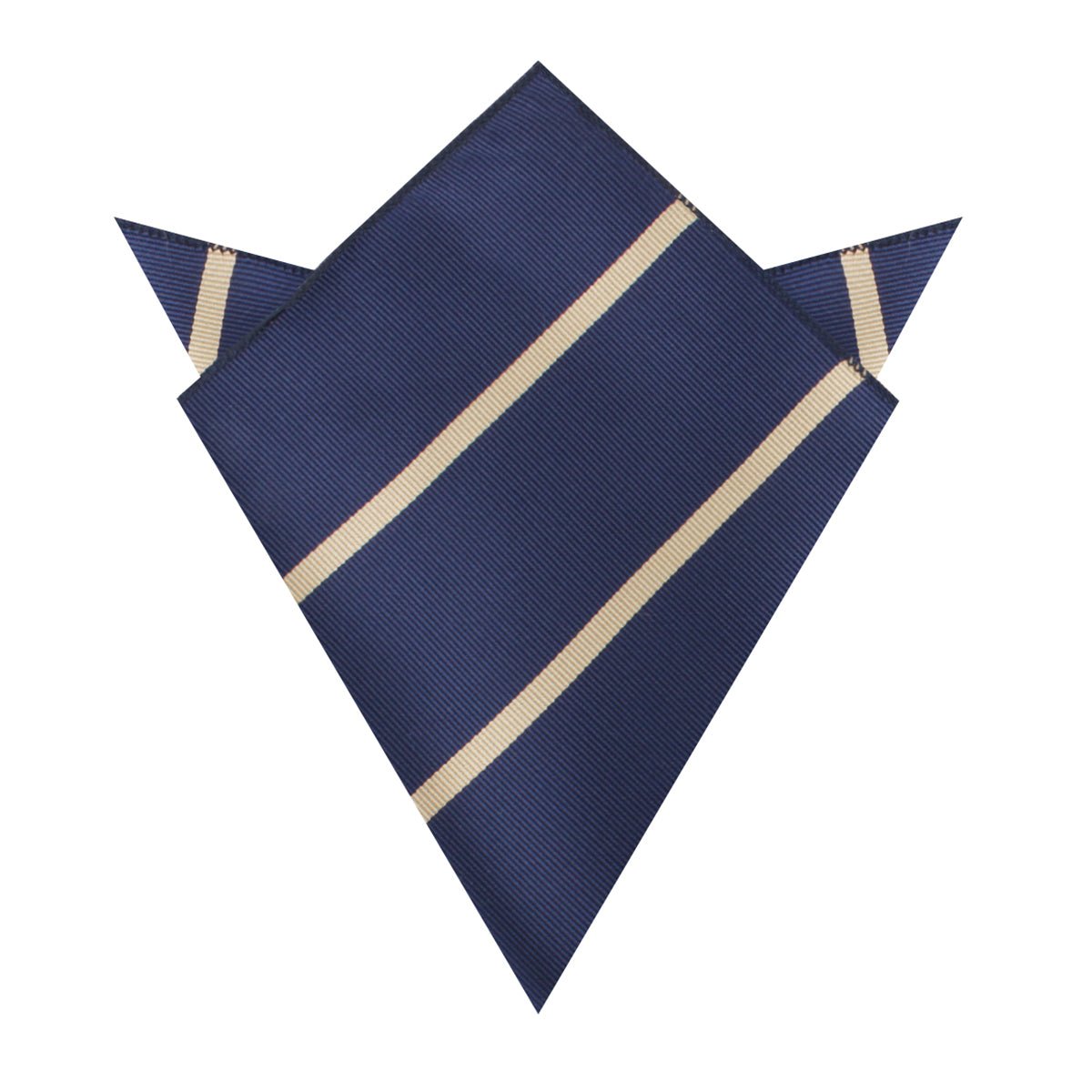 Navy Blue Champagne Gold Striped Pocket Square