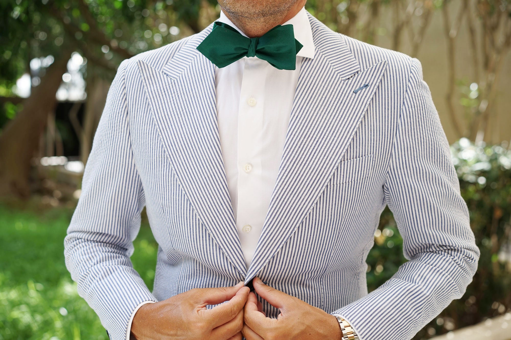 Emerald Green Cotton Self Tie Diamond Tip Bow Tie