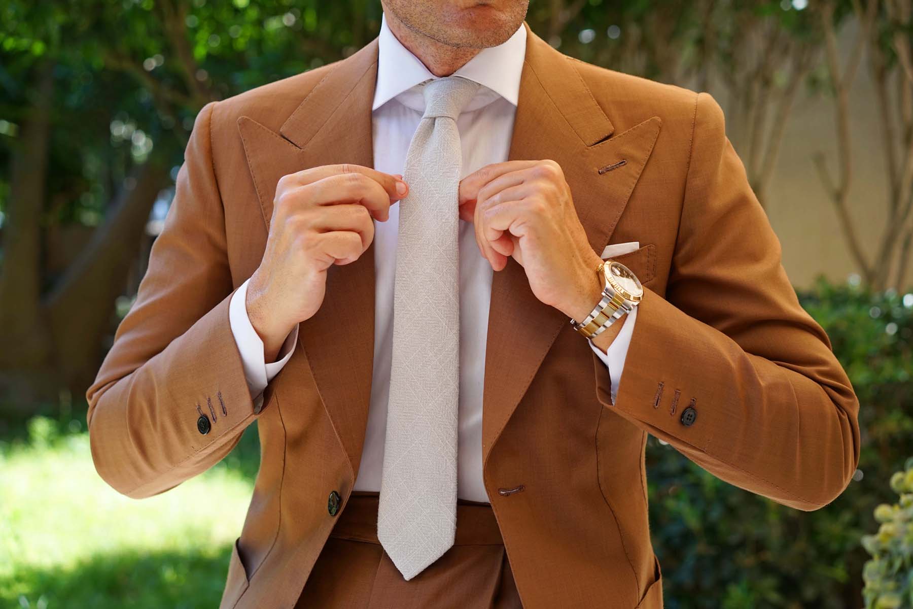 Sterling Silver Grey Linen Skinny Tie