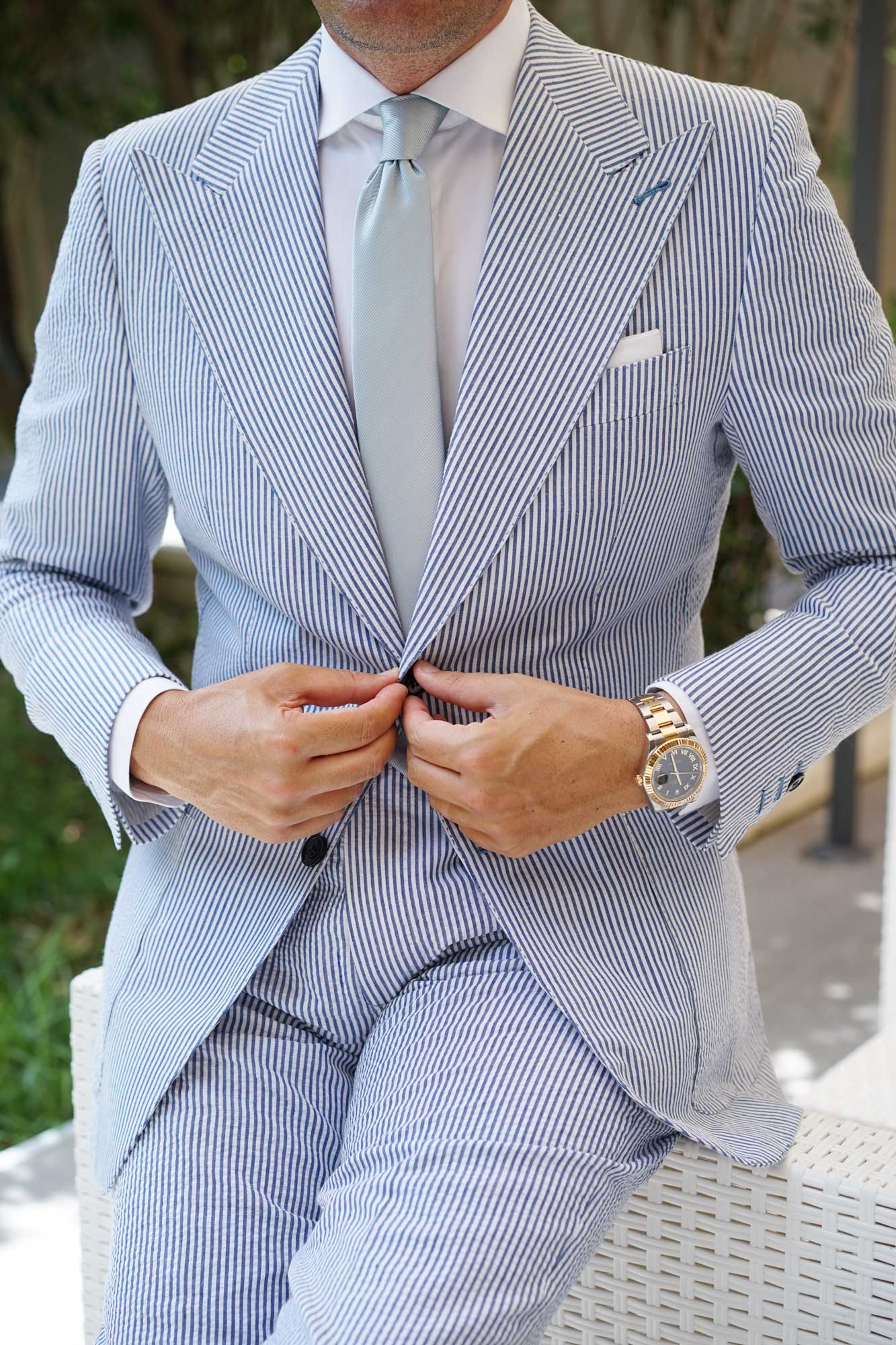 Light Silver Sage Twill Skinny Tie