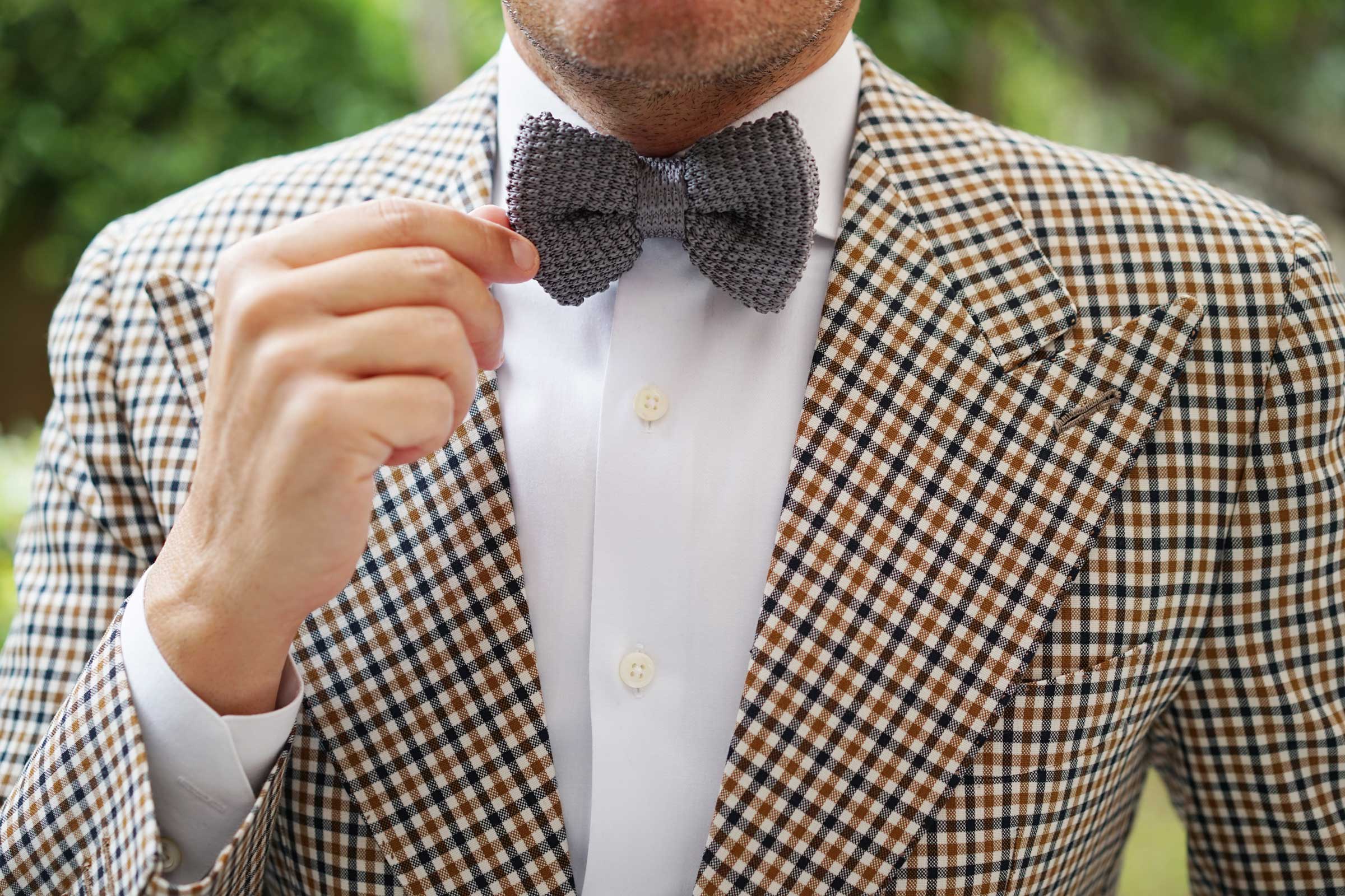 Light Grey Knitted Bow Tie