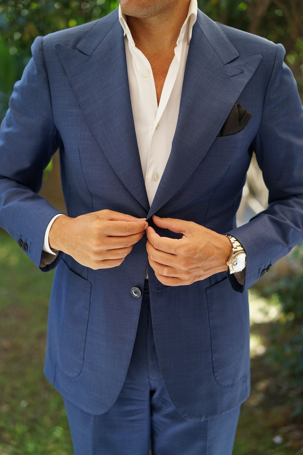 Jet Black Stripes Pocket Square