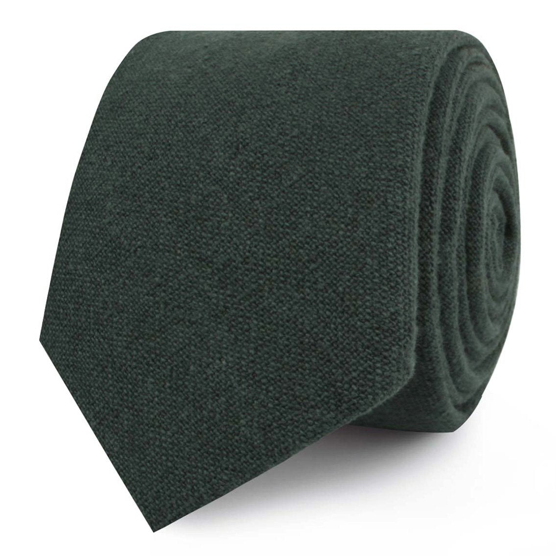 Emerald Dark Green Linen Skinny Tie