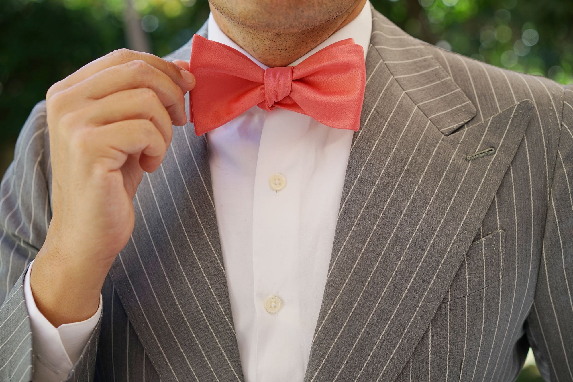 Coral Reef Satin Self Bow Tie