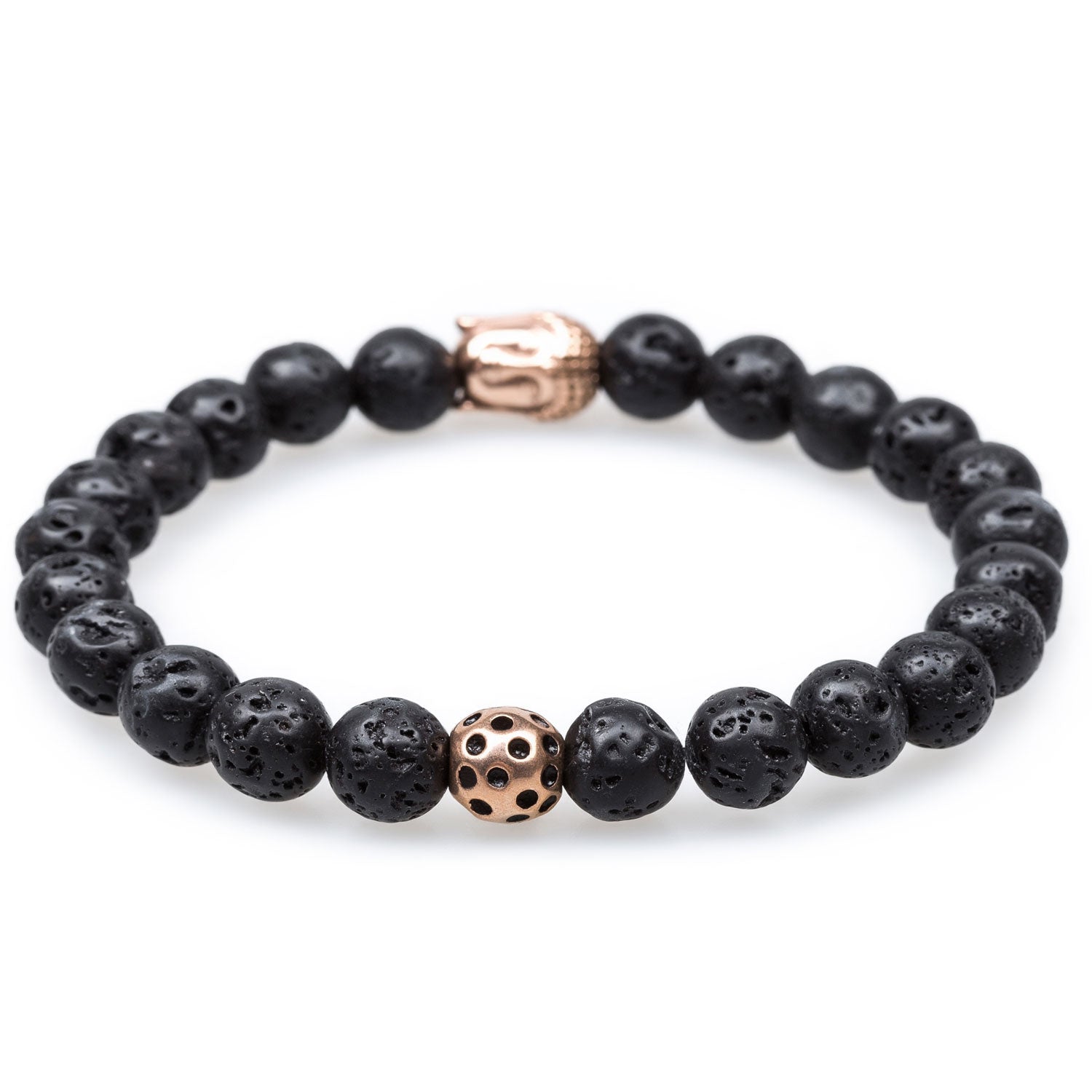 Volcanic Rock Rose Gold Buddha Bracelet