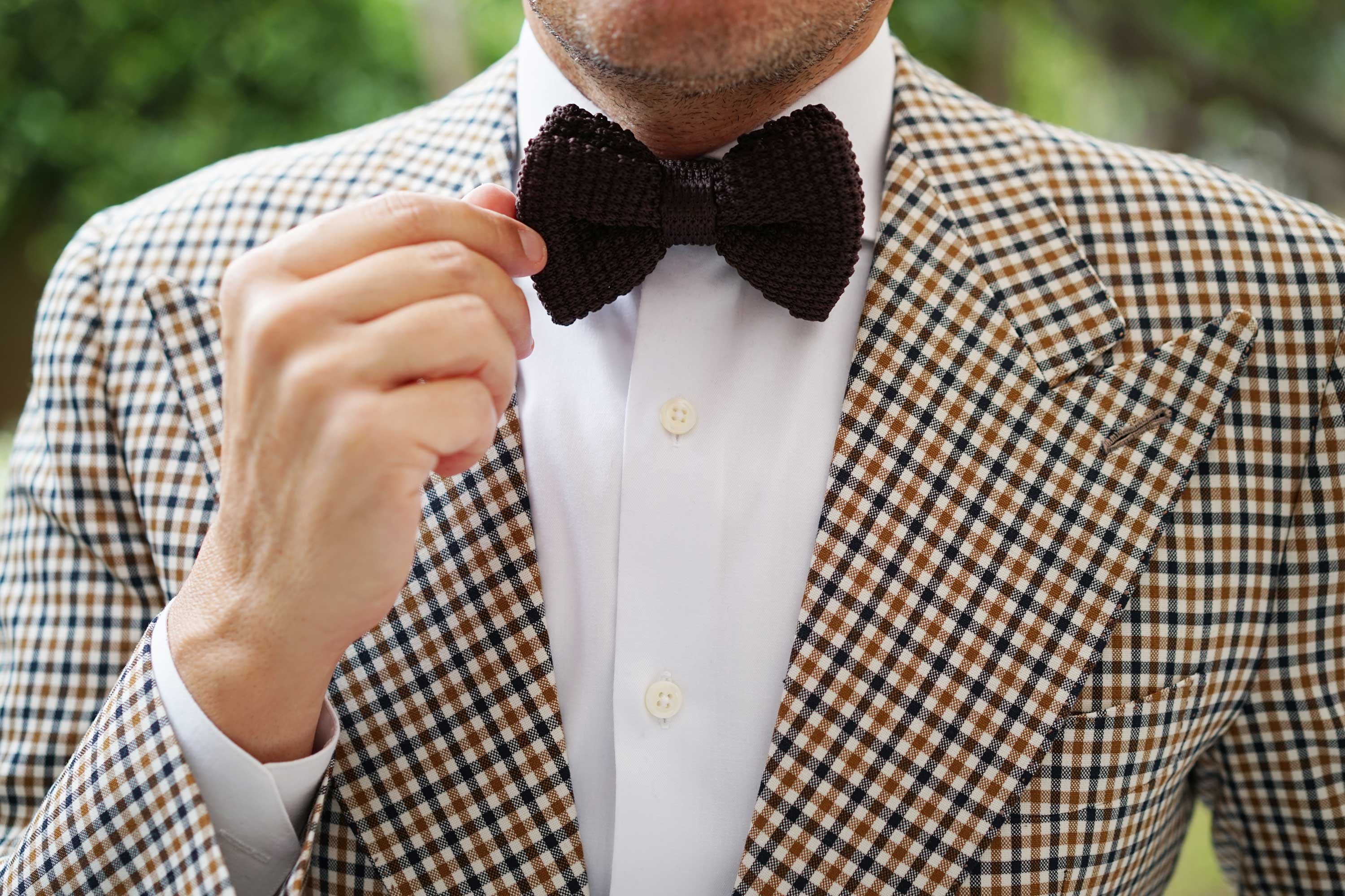 Brown Knitted Bow Tie