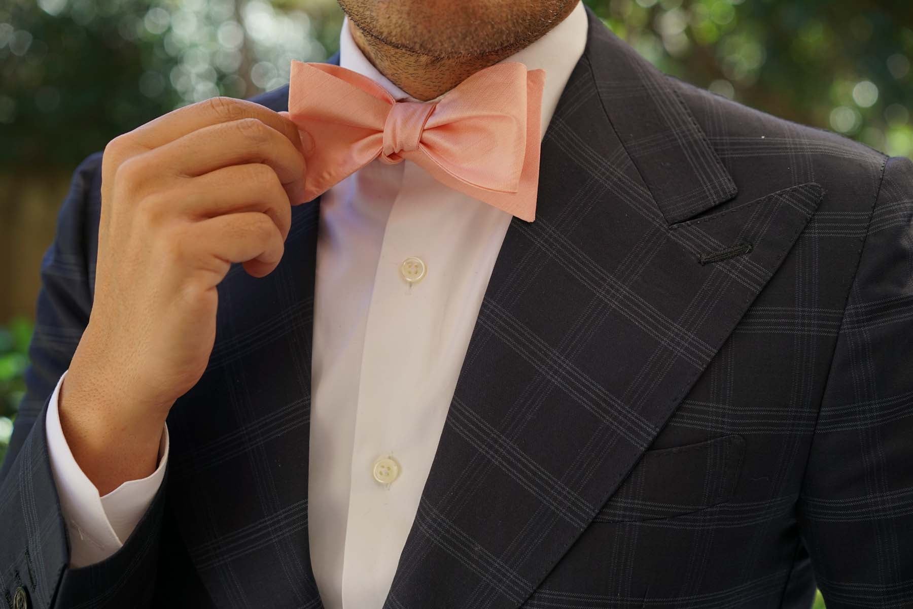 Peach Grain Self Bow Tie