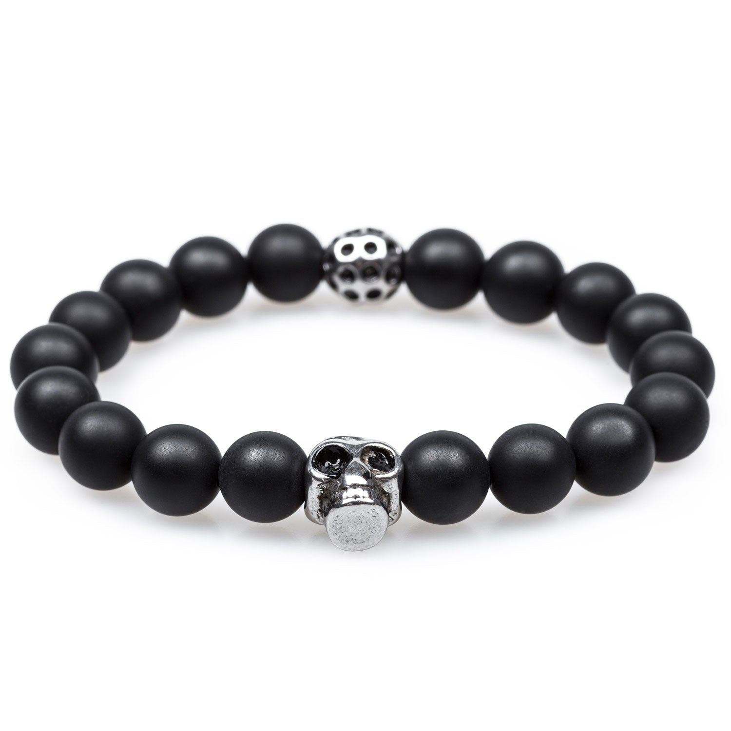 All Soul's Matte Onyx Silver Skull Bracelet