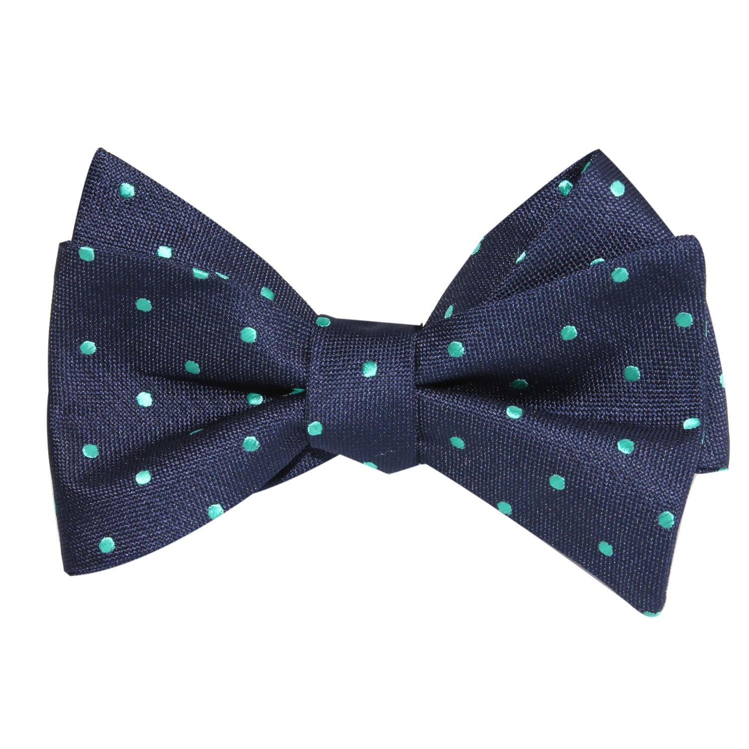 Navy Blue with Mint Green Polka Dots Self Tie Bow Tie