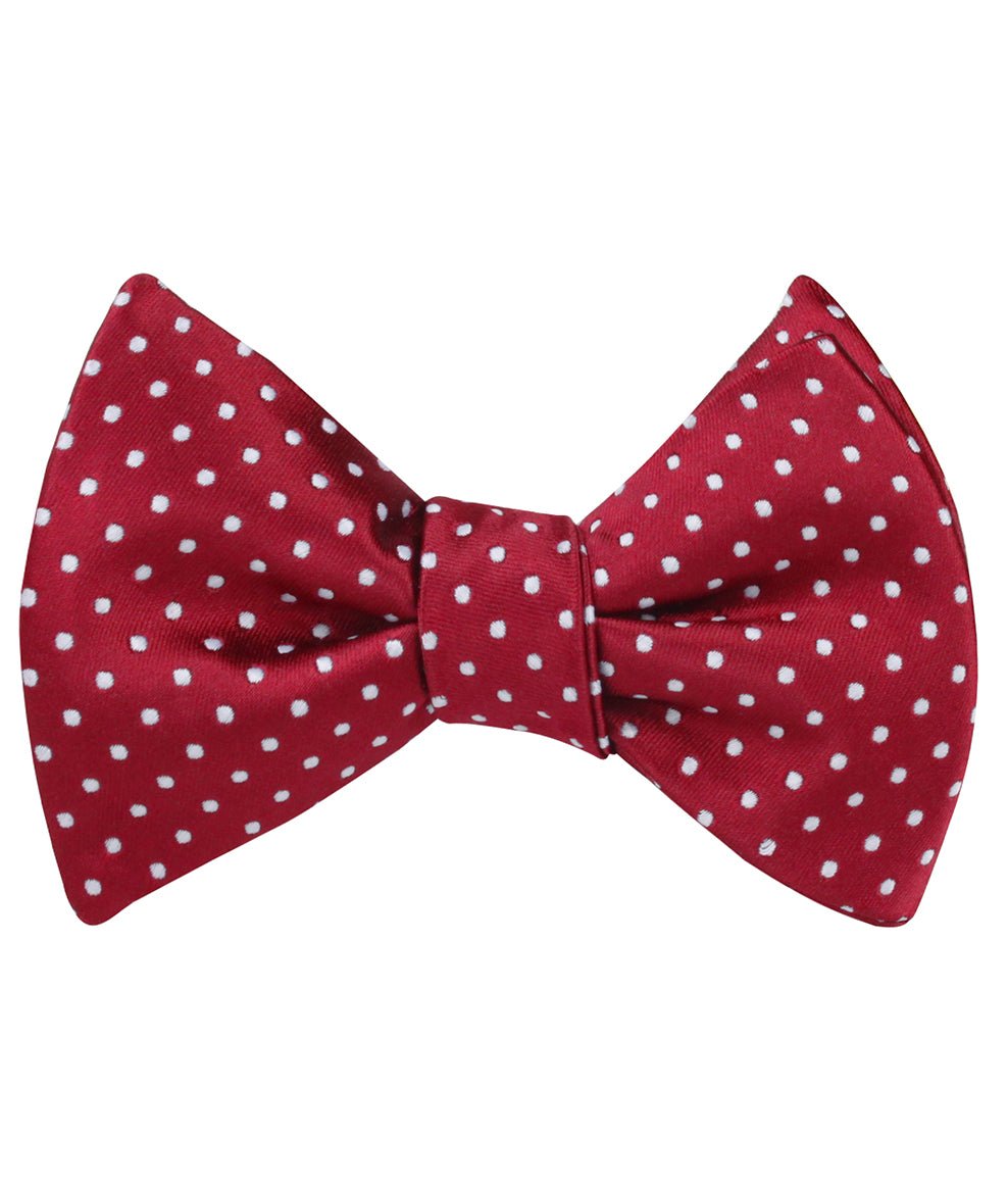 Burgundy Mini Polka Dots Self Bow Tie