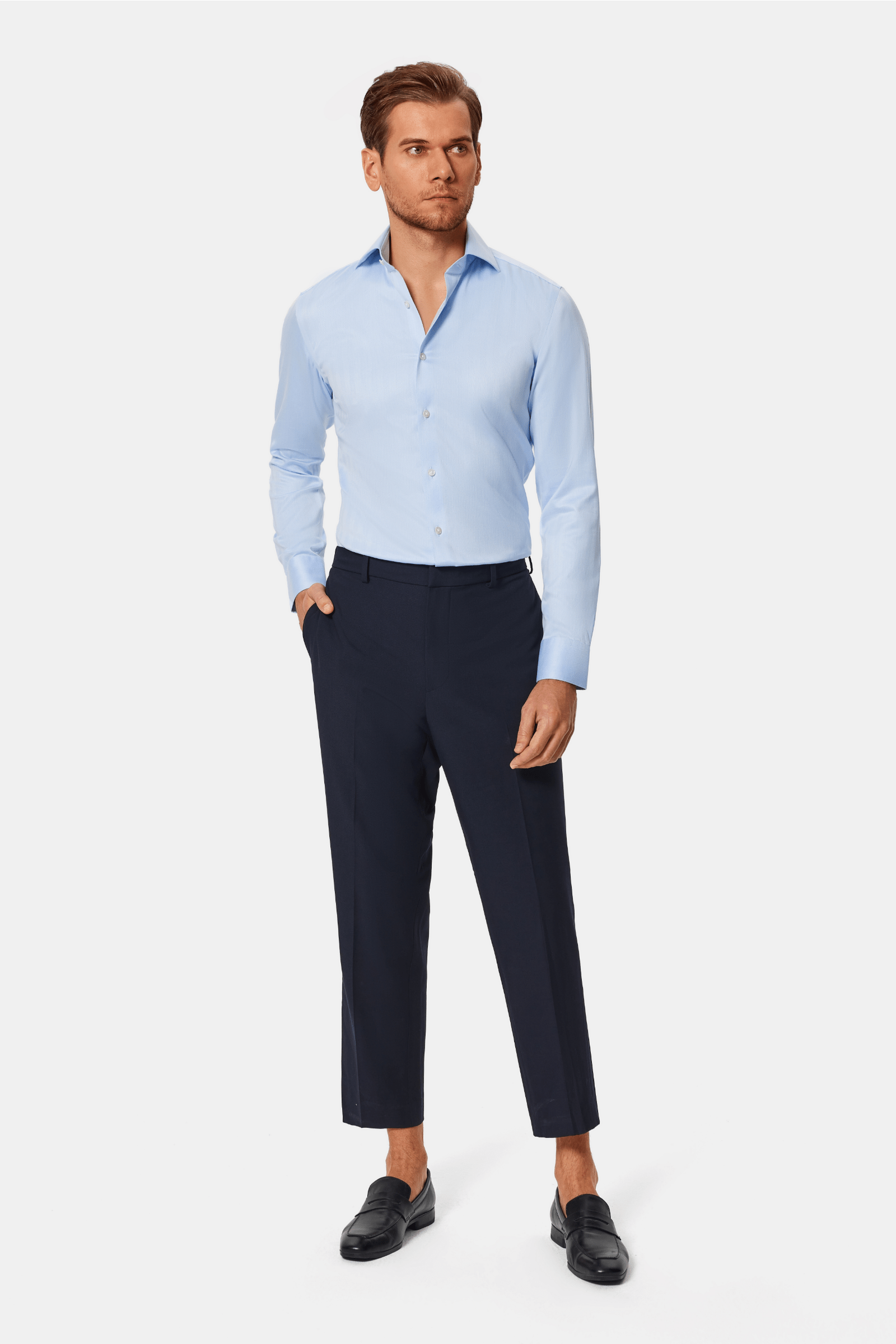 Lapaglia Blue Herringbone Lucious Non-Iron Shirt