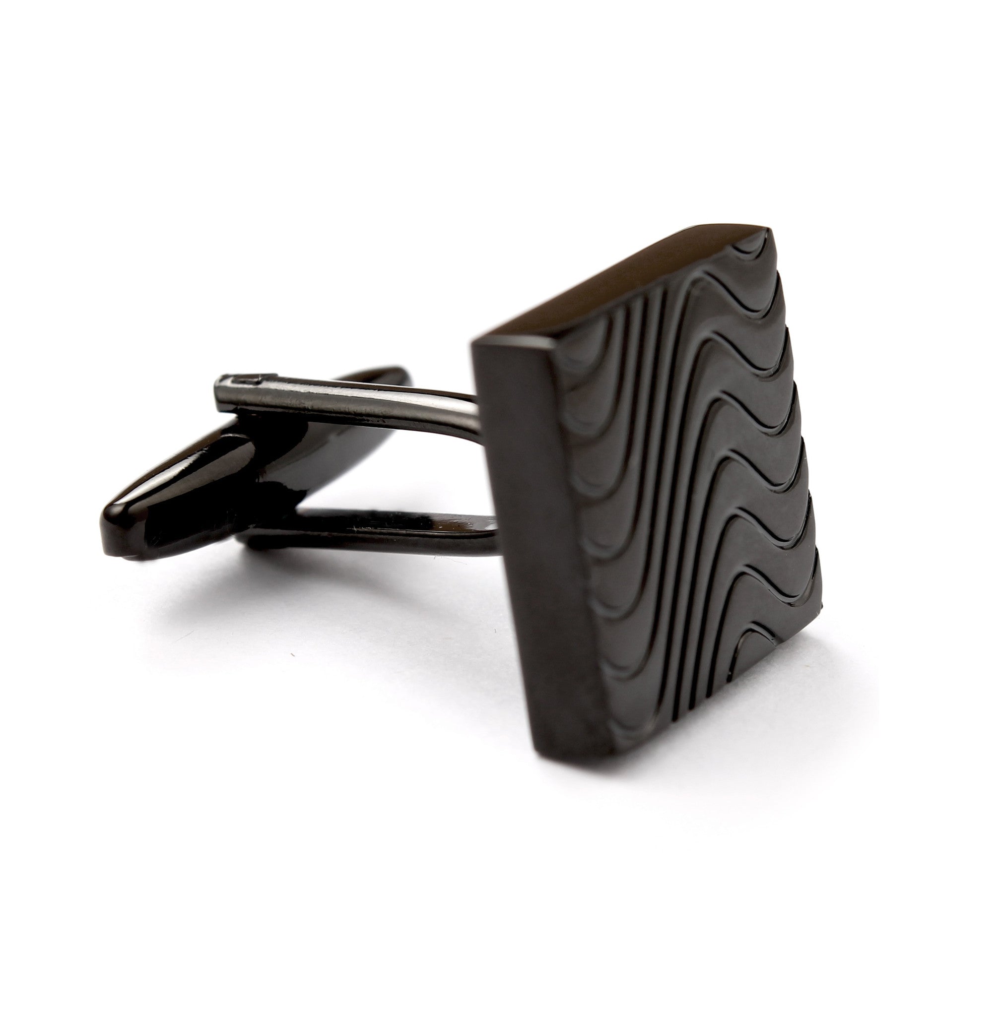 Black Square Wave Cufflinks