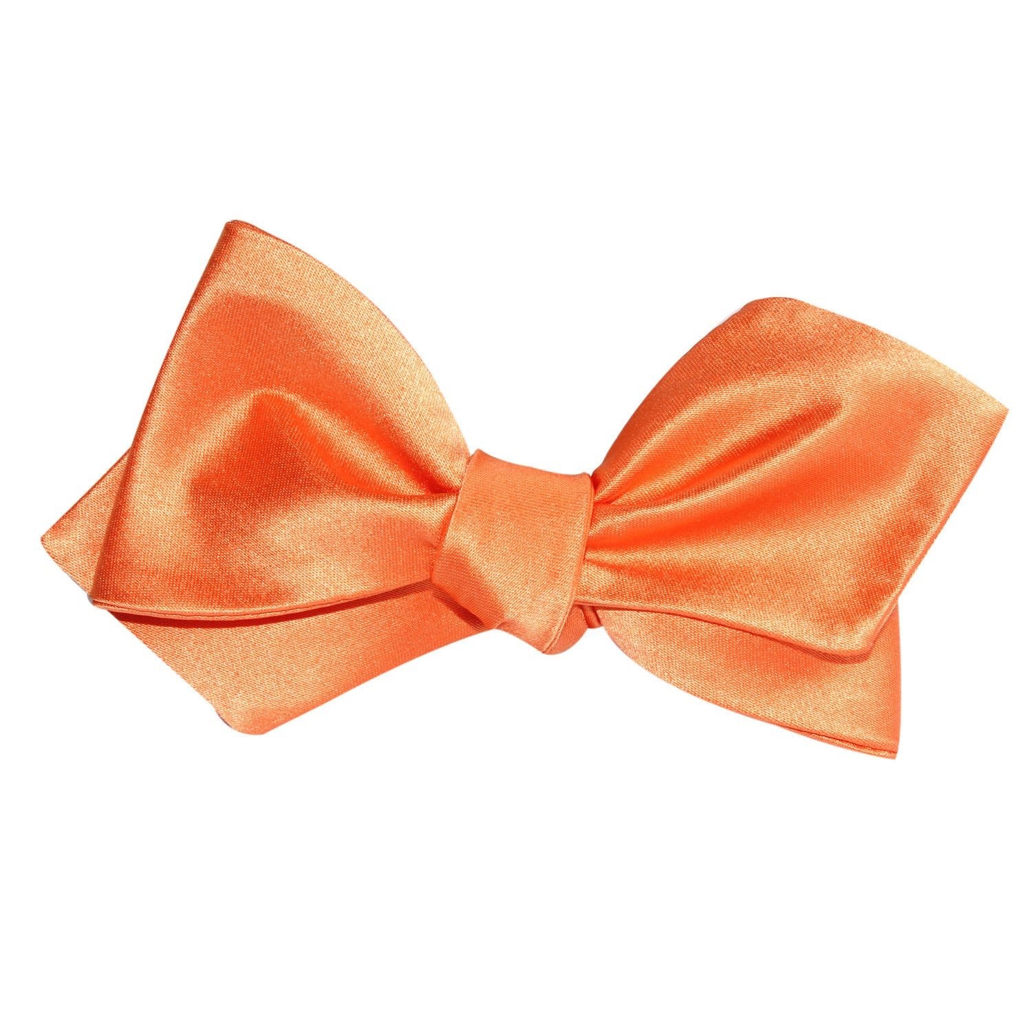 Orange Tangerine Satin Self Tie Diamond Tip Bow Tie