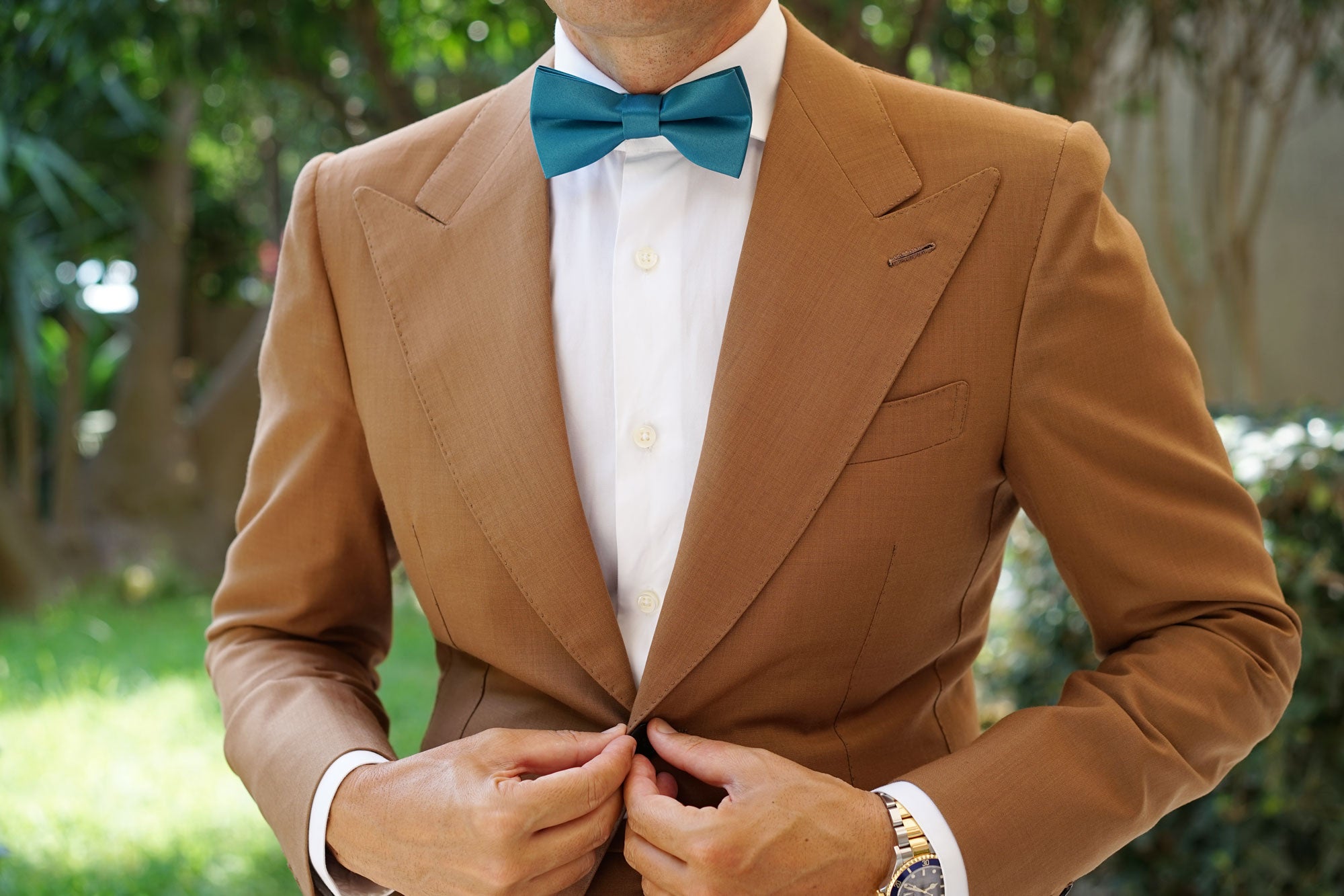 Oasis Teal Satin Bow Tie