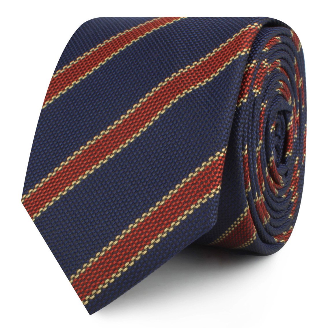 Cambridge Navy Blue with Royal Red Stripes Skinny Tie