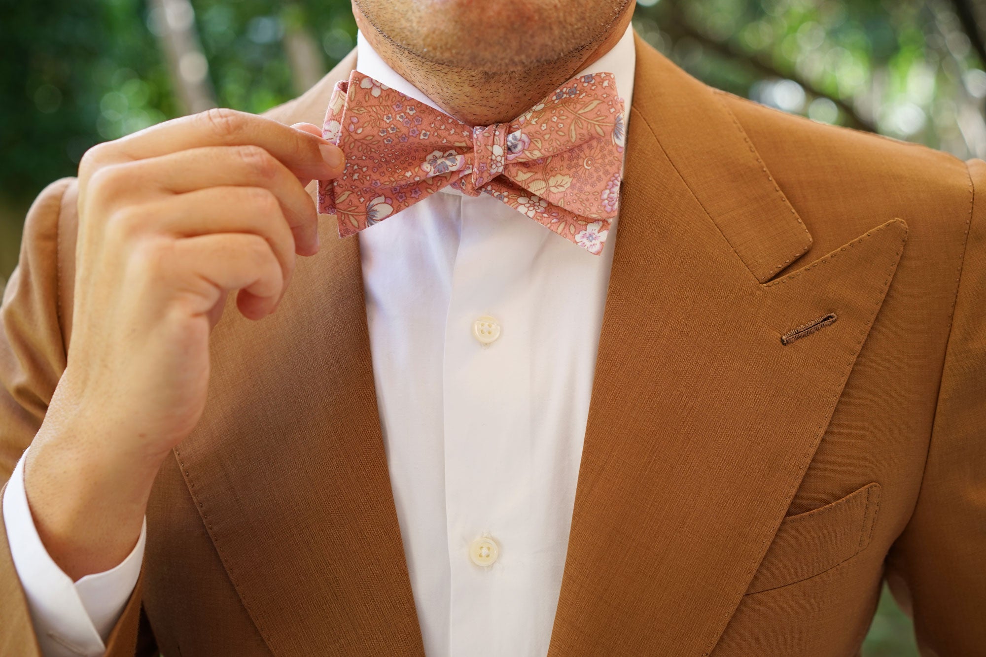 Sunset Pink Floral Self Bow Tie