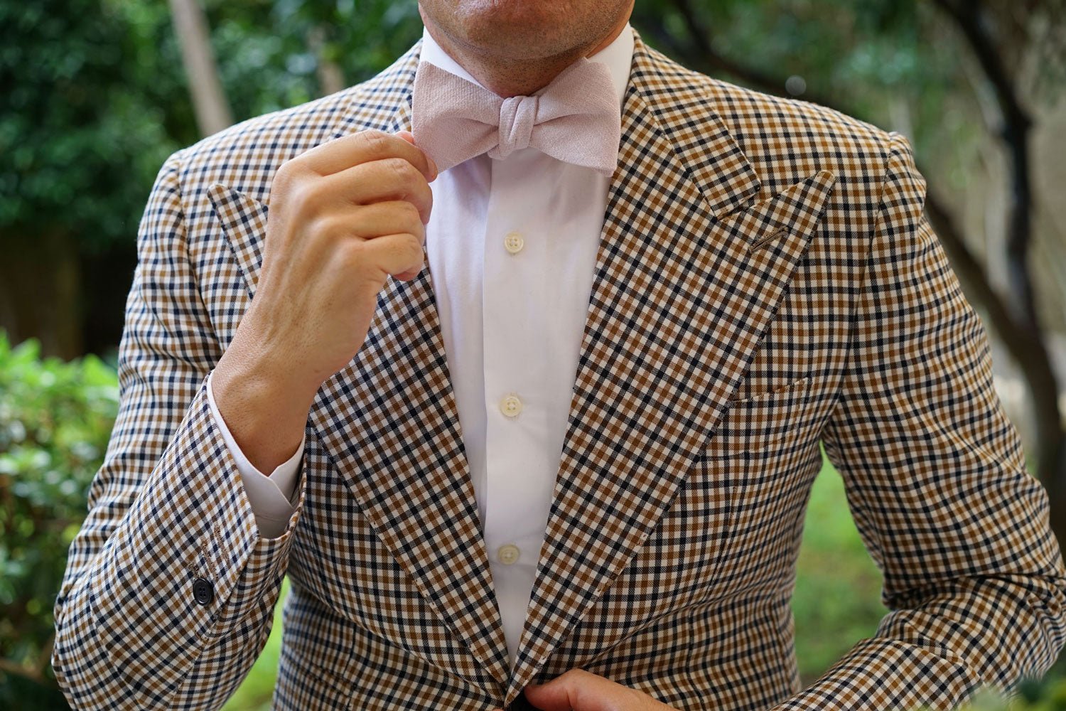 Maldivian Blush Pink Linen Self Bow Tie