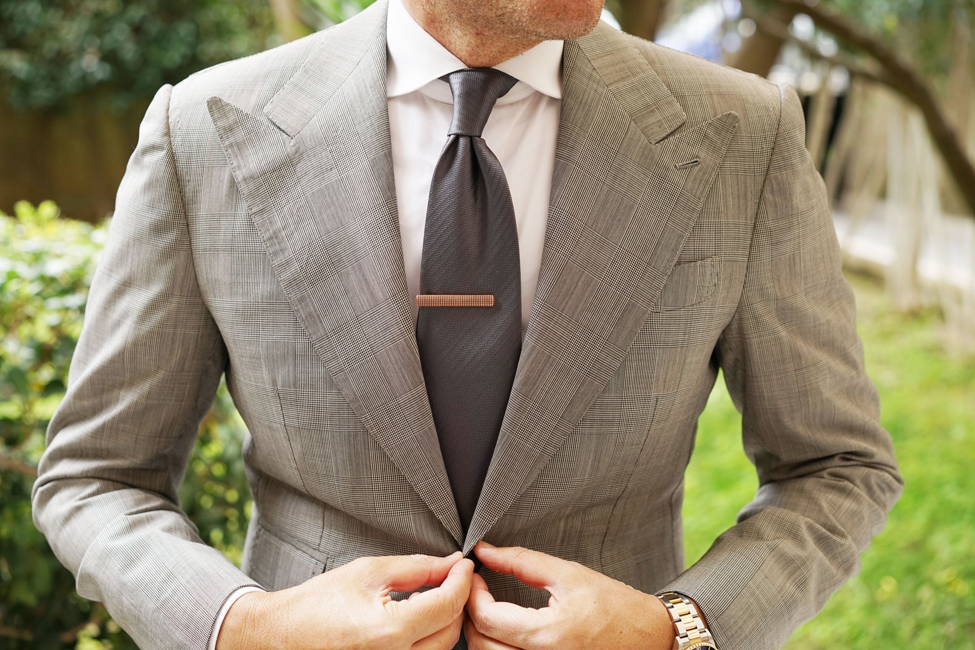 Rose Gold Stippled Tie Bar