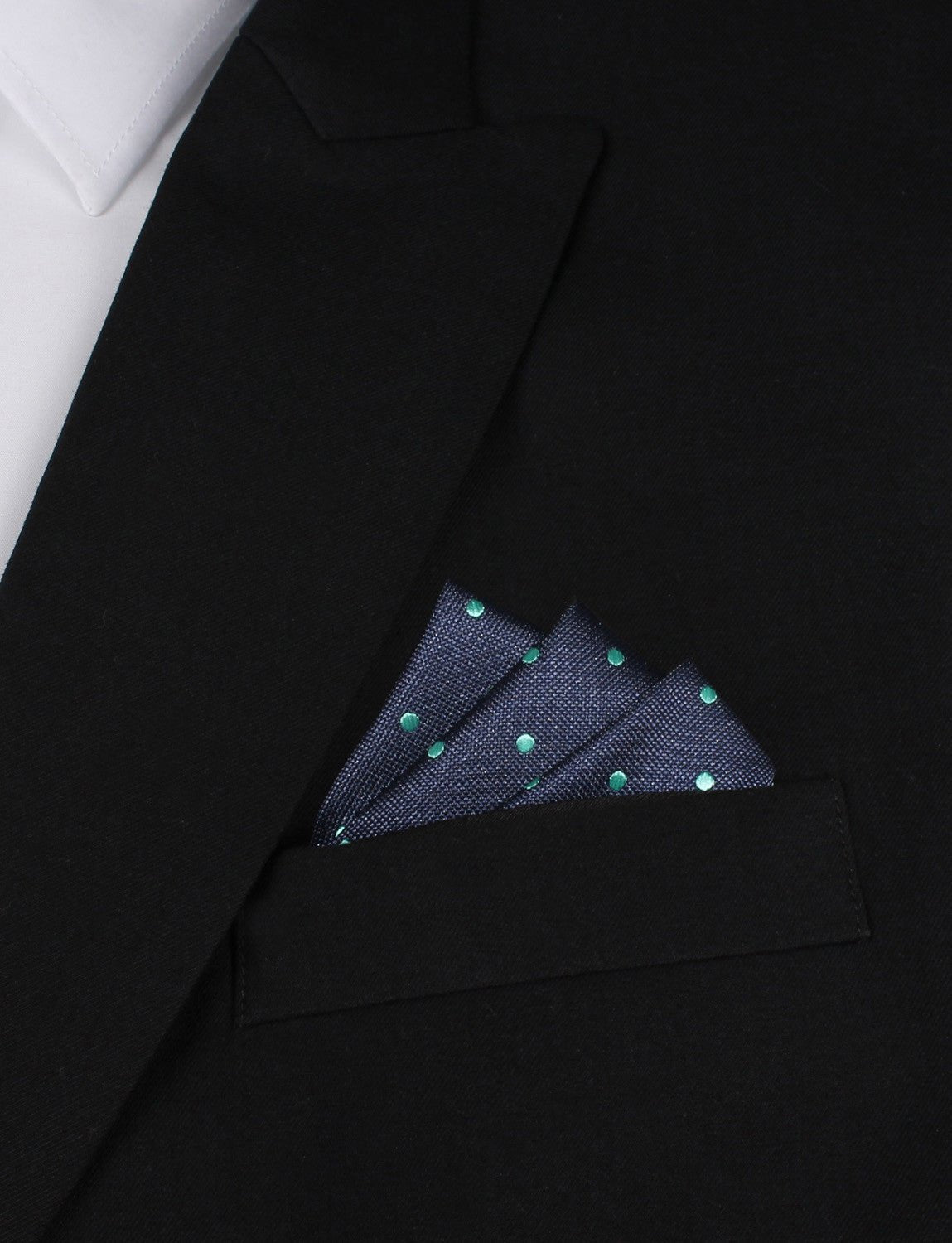 Navy Blue with Mint Green Polka Dots Pocket Square