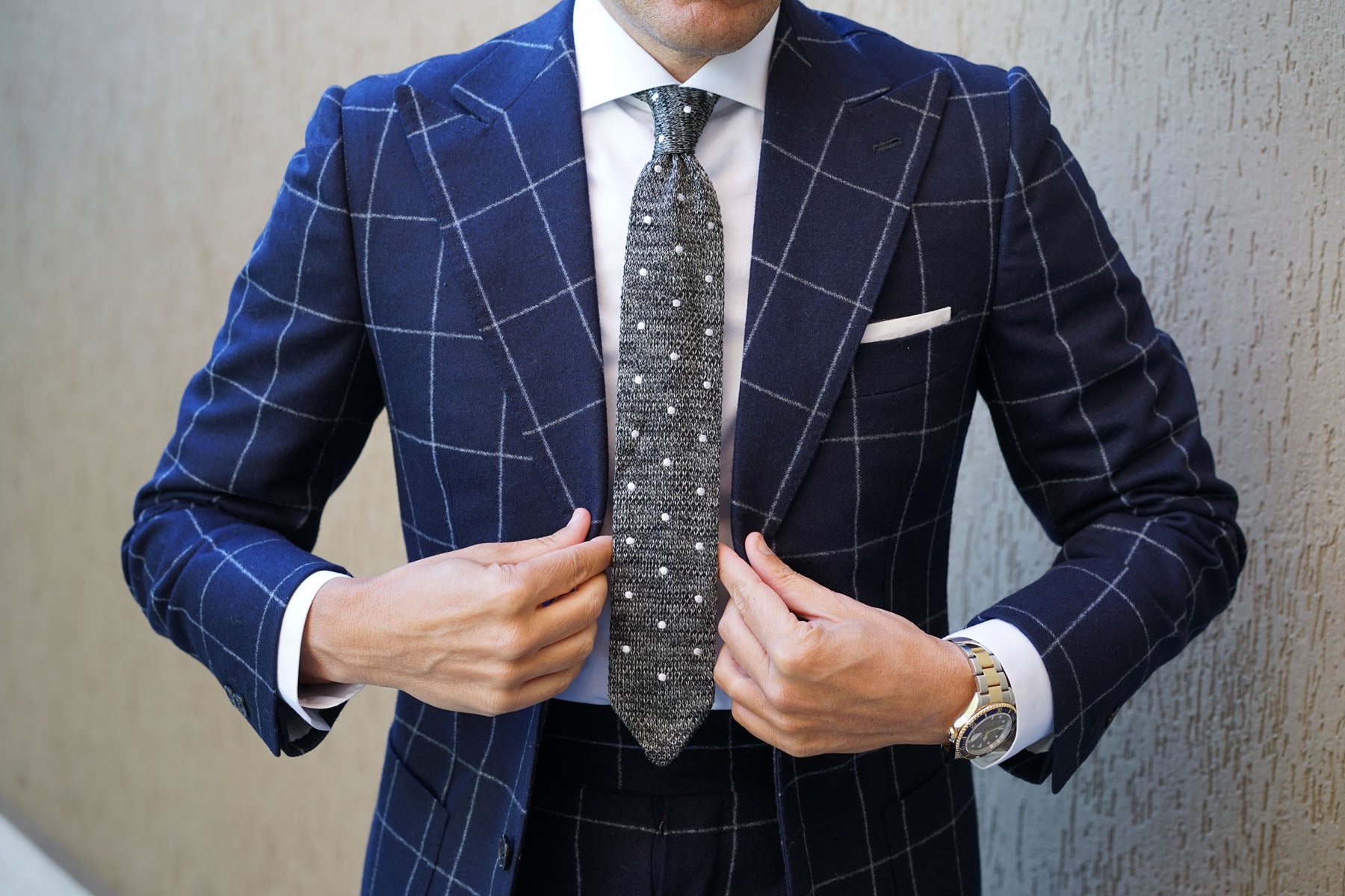 The Raven Polka Dot Knitted Tie