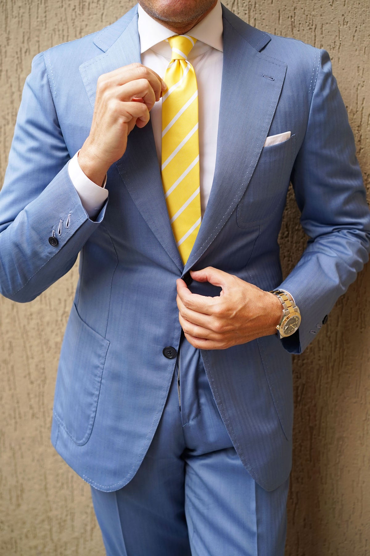 Yellow Striped Skinny Tie