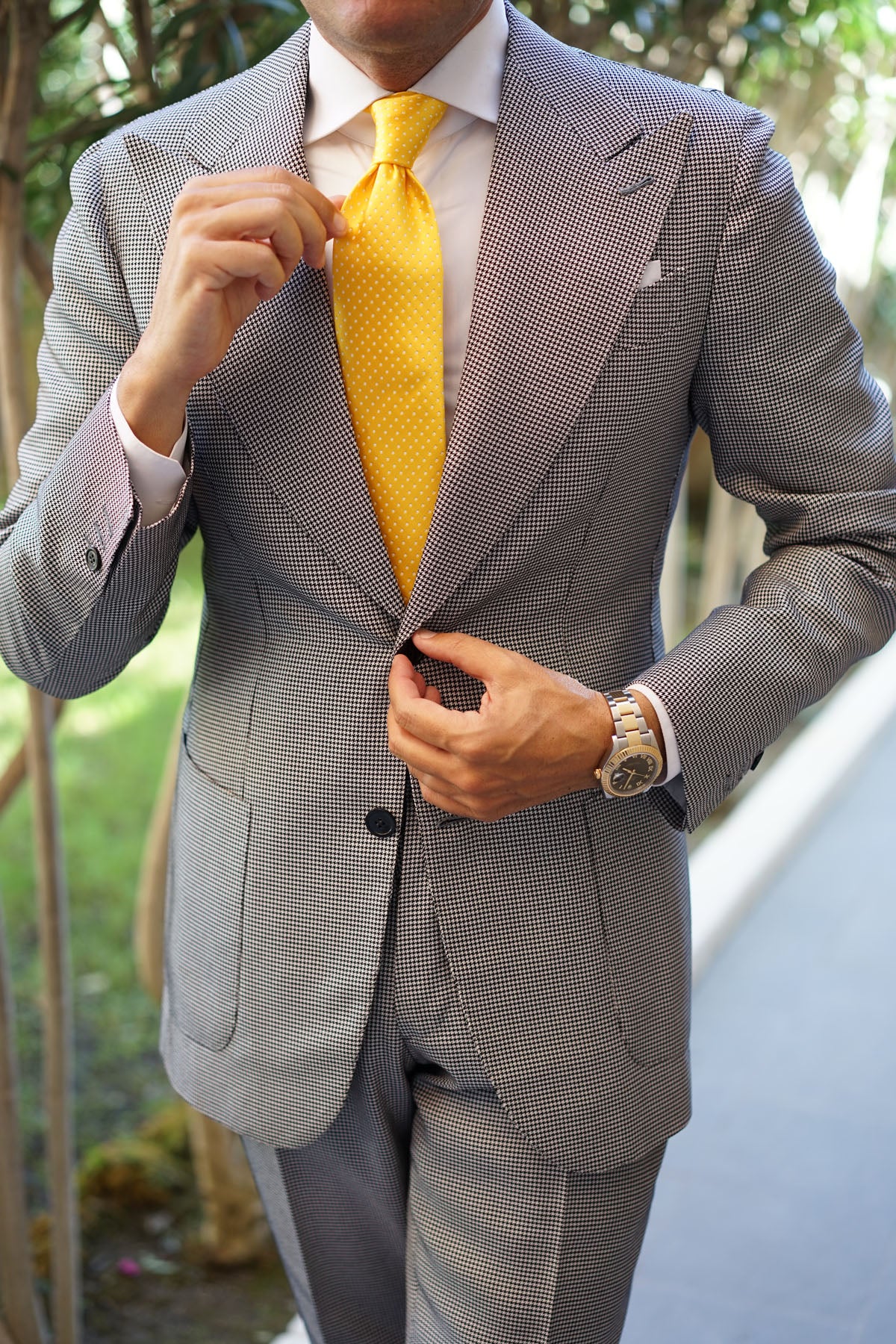 Yellow Mini Polka Dots Necktie