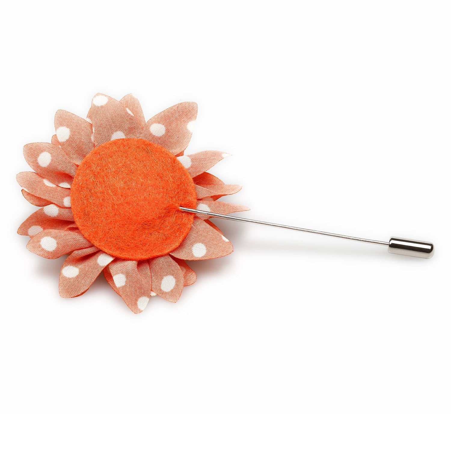 Orange Polka Dot Lapel Flower