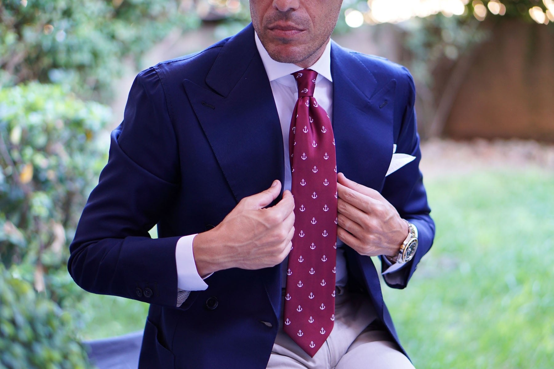 Burgundy Anchor Necktie