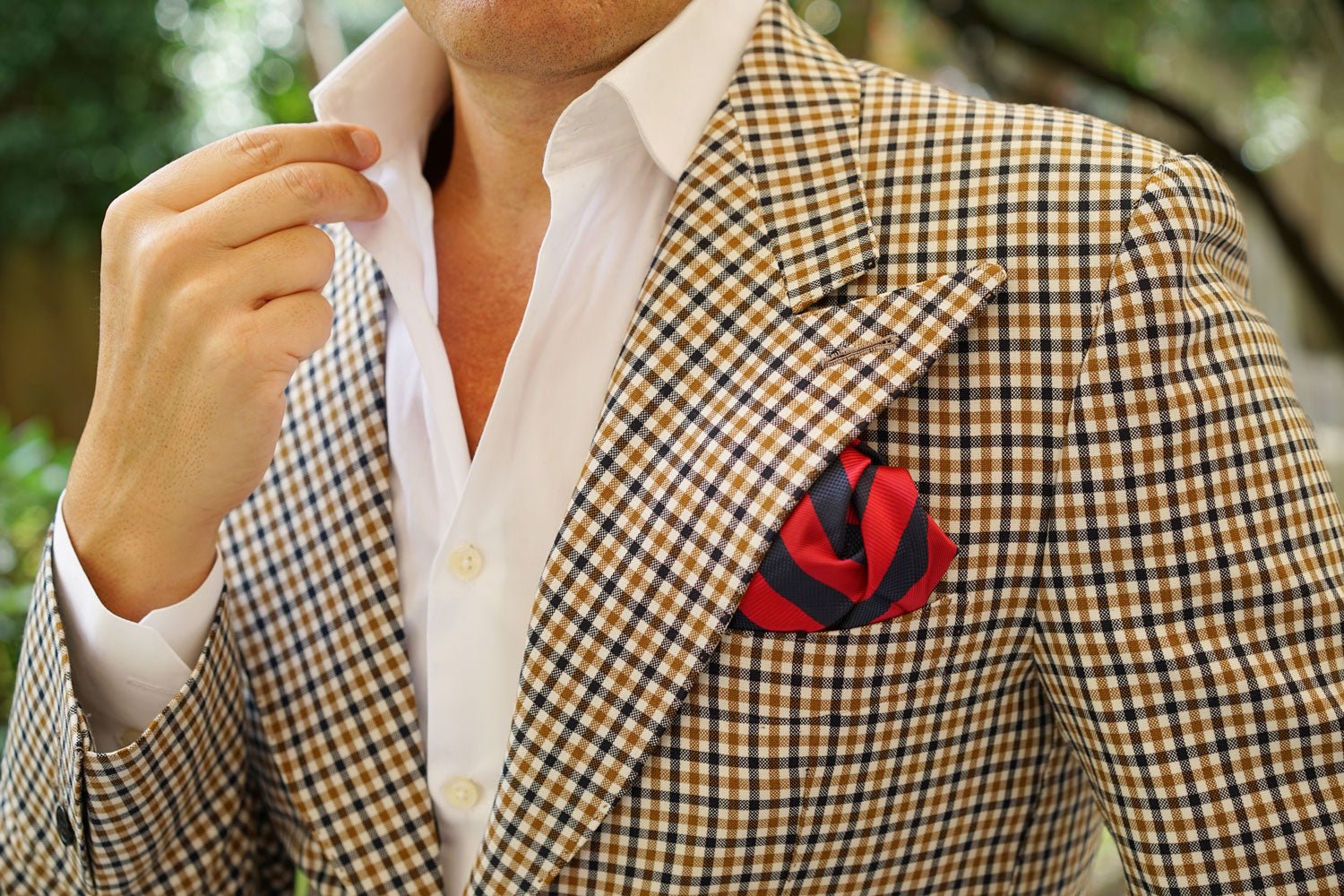 Canterbury Red & Navy Blue Striped Pocket Square