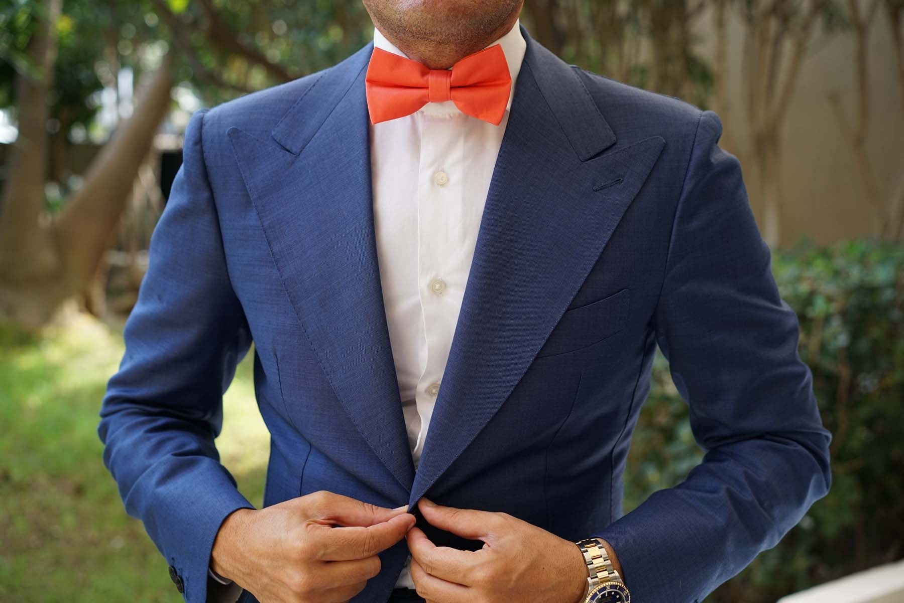 Coral Pink Cotton Bow Tie