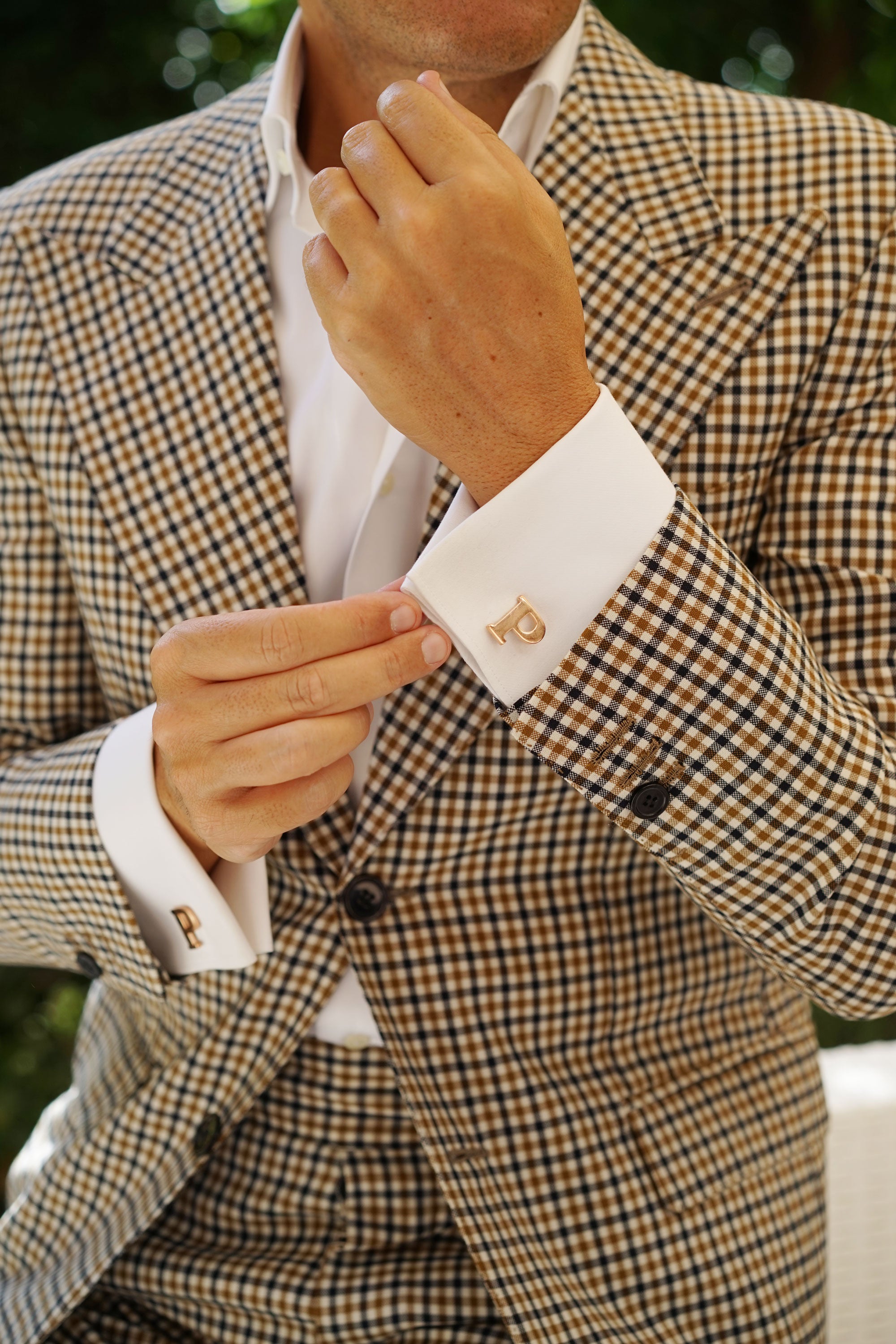 Rose Gold Letter P Cufflinks