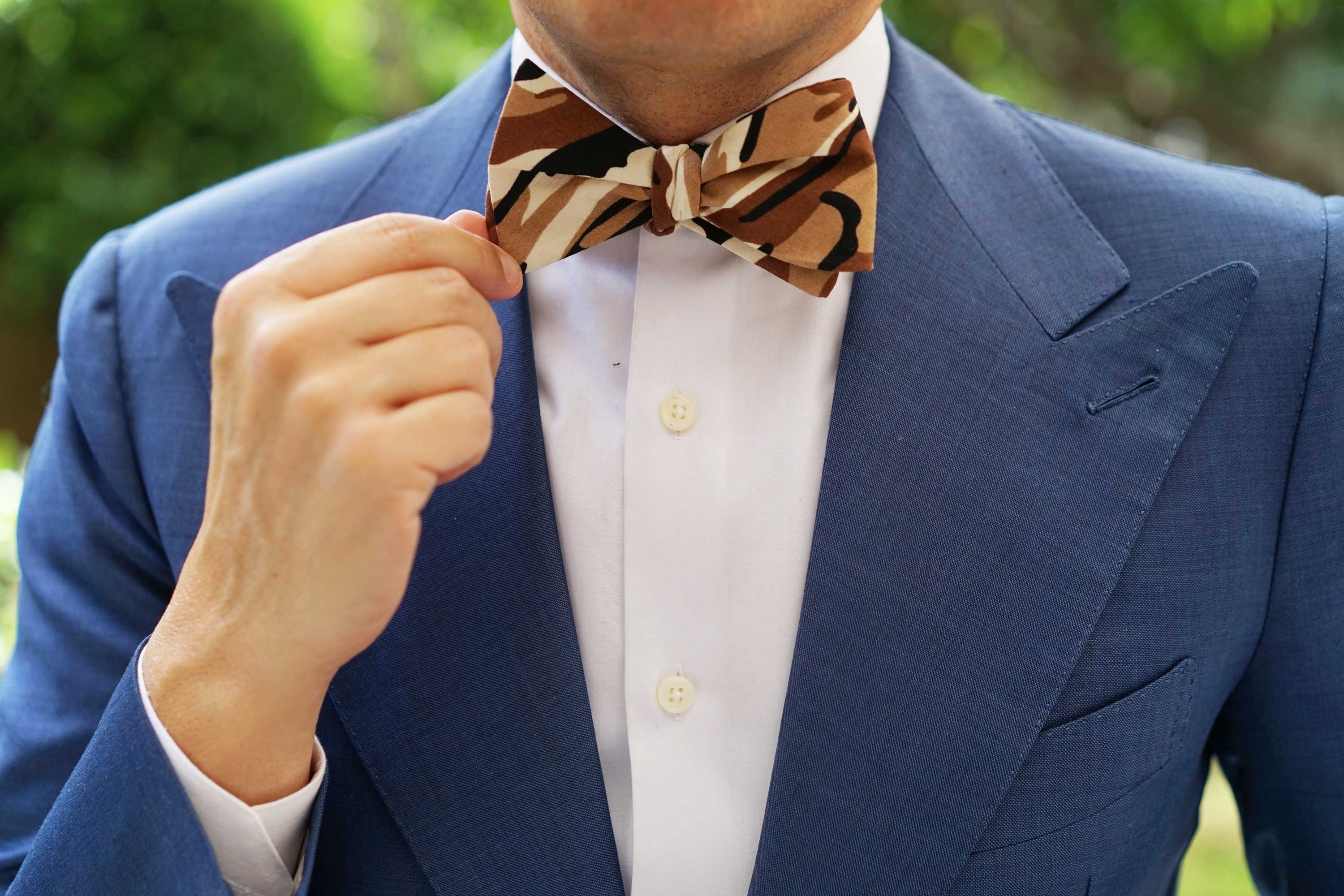 Desert Sand Camouflage Self Bow Tie