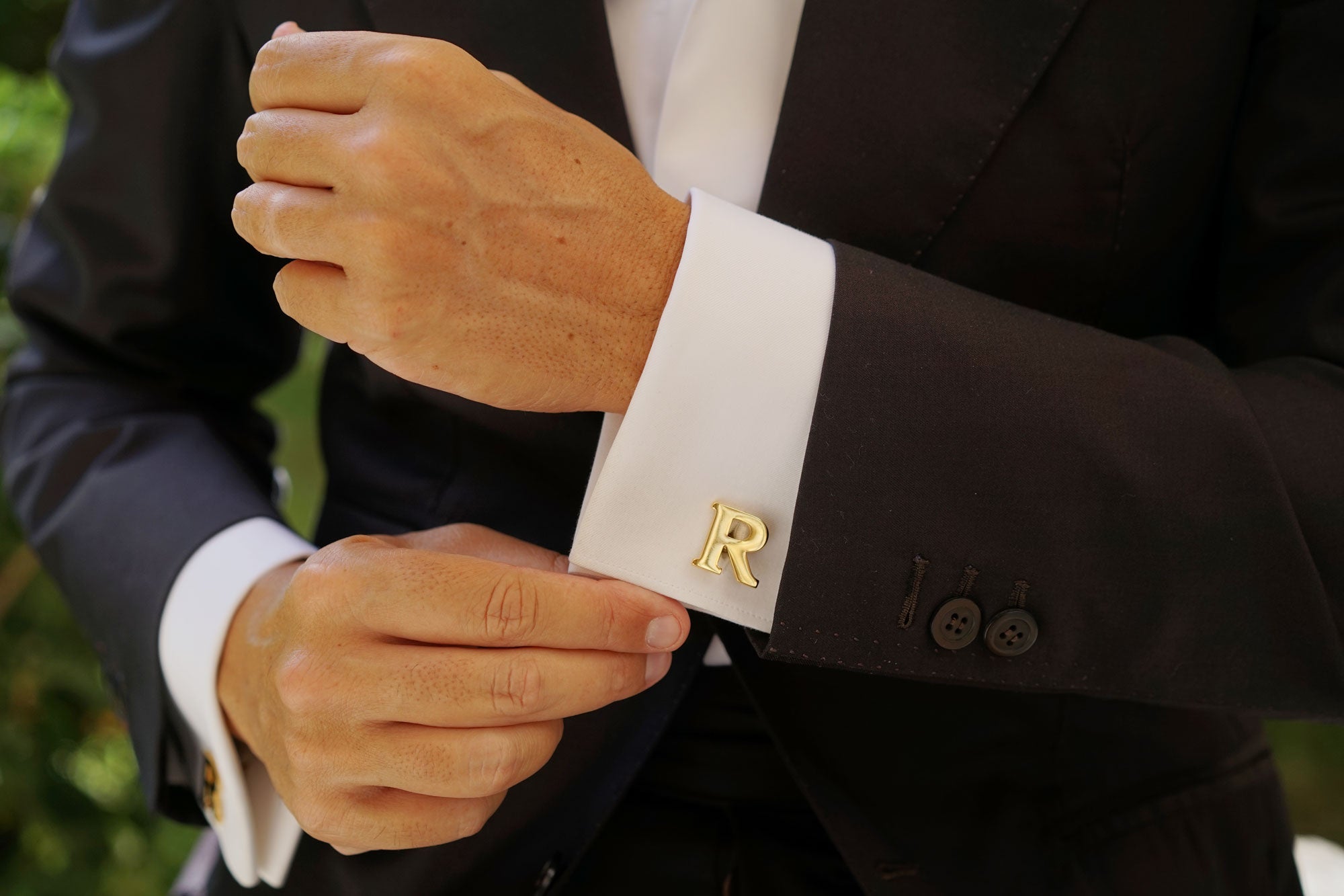 Letter R Gold Cufflinks