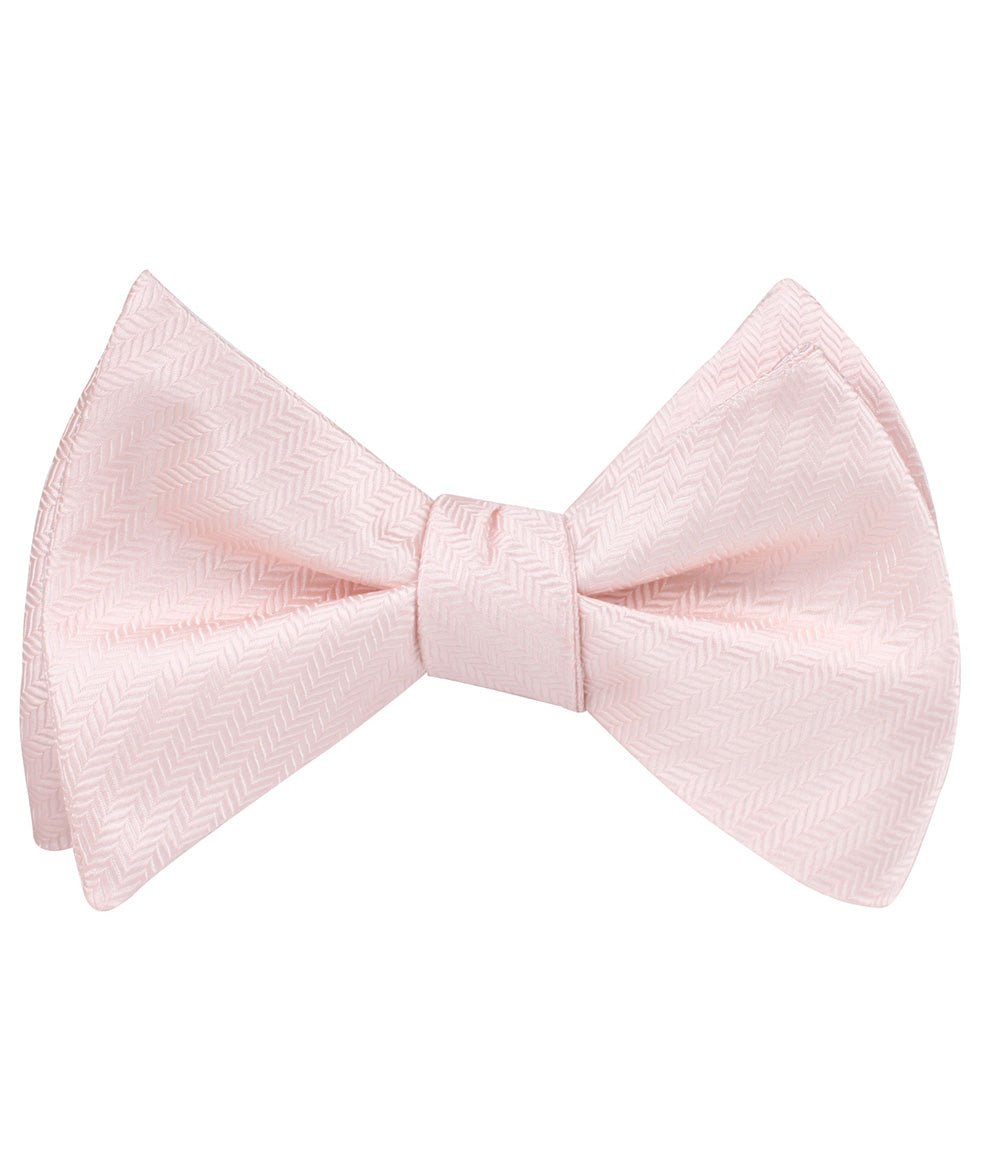 Blush Pink Herringbone Self Bow Tie