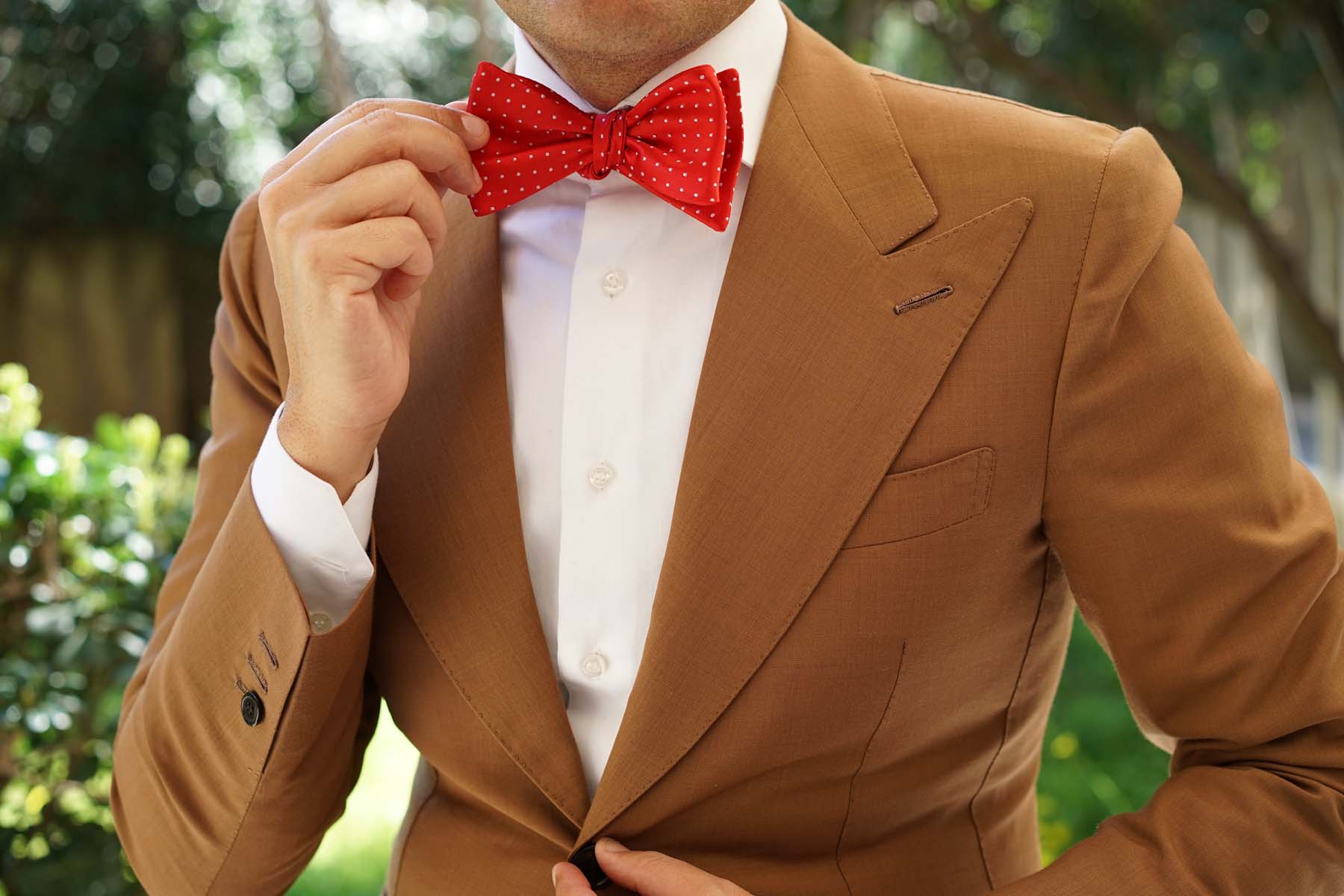 Red Bow Tie Untied with White Polka Dots