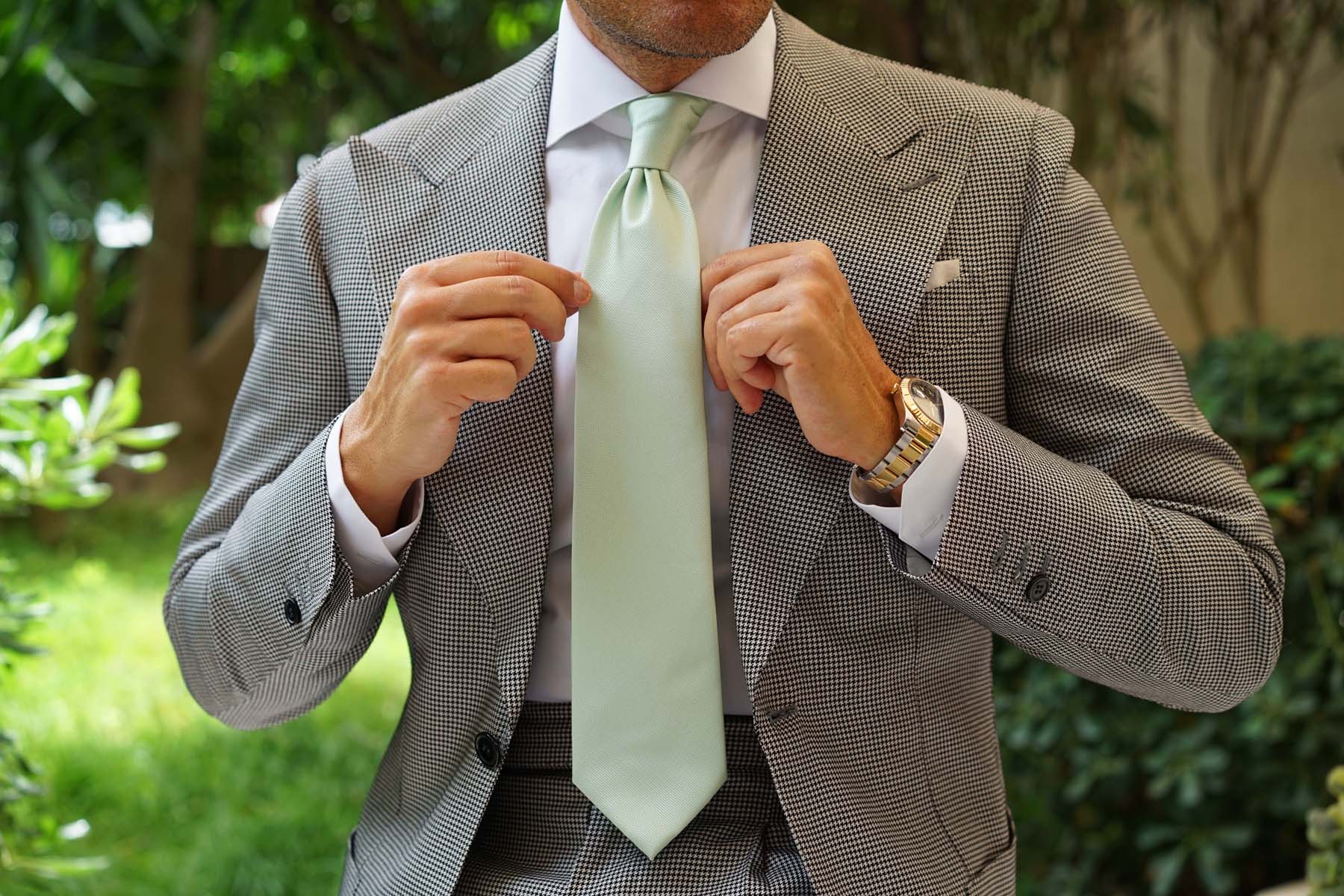 Light Sage Green Weave Necktie