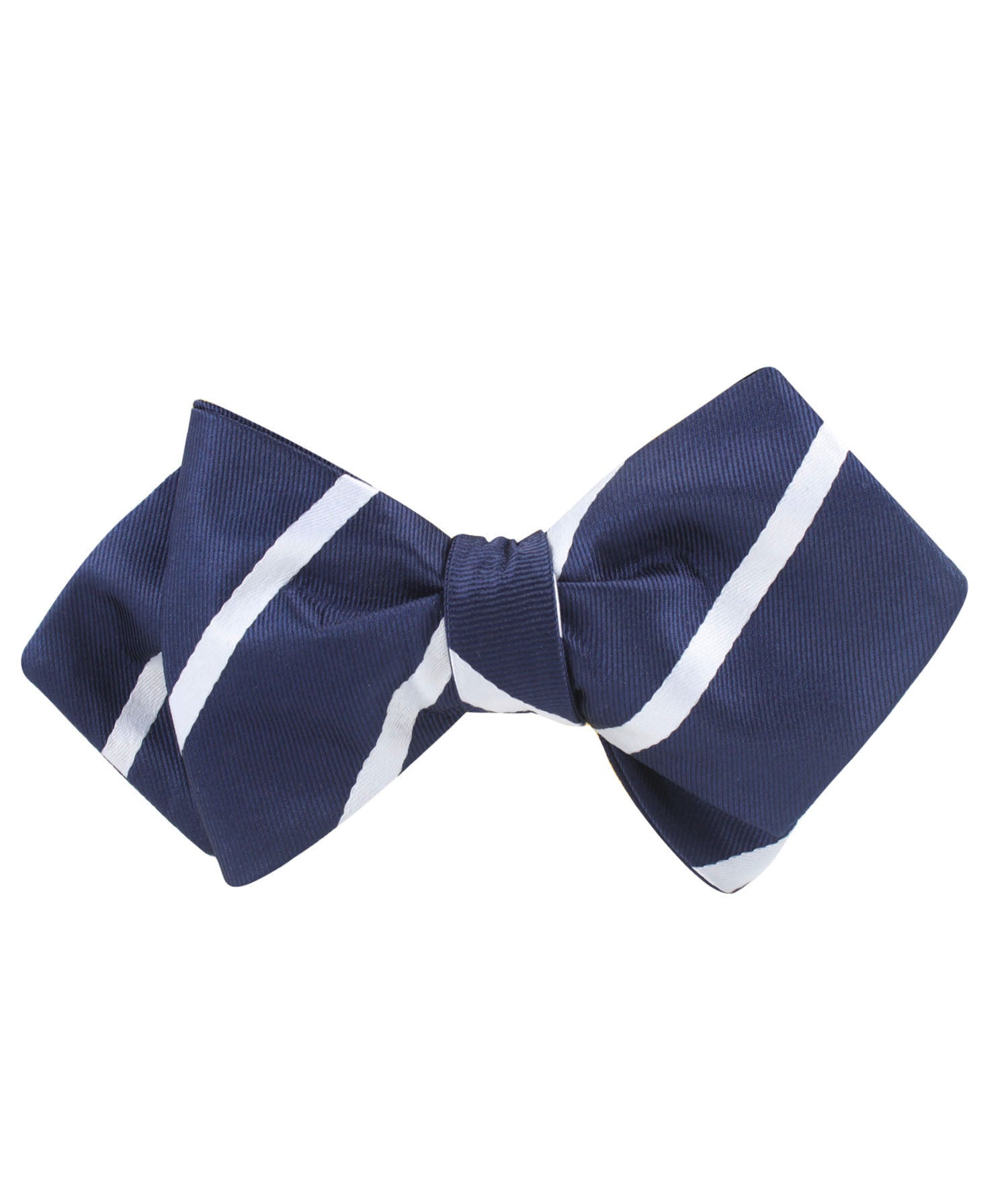 Navy Blue Pencil Stripe Diamond Self Bow Tie